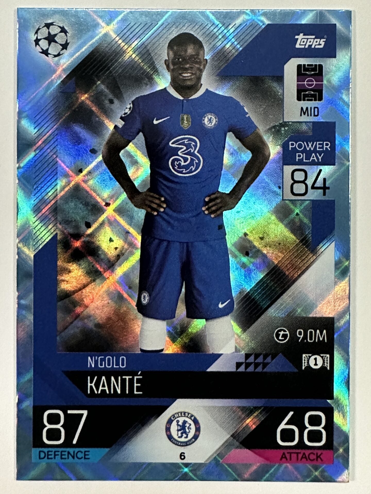 006 N’Golo Kante Base Crystal Foil Parallel (Chelsea) Topps Match Attax 2022:2023 Card
