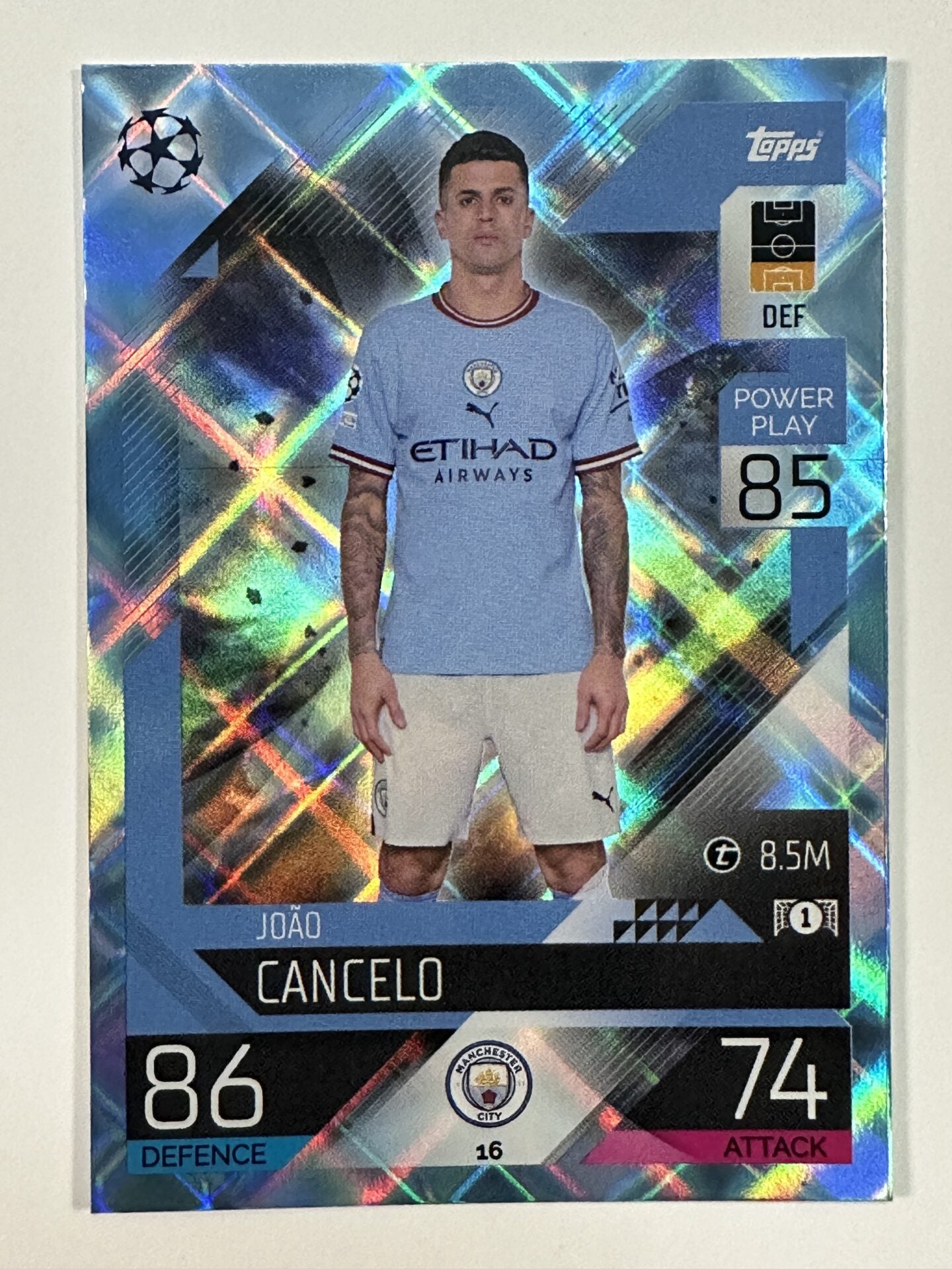 016 João Cancelo Base Crystal Foil Parallel (Manchester City) Topps Match Attax 2022:2023 Card
