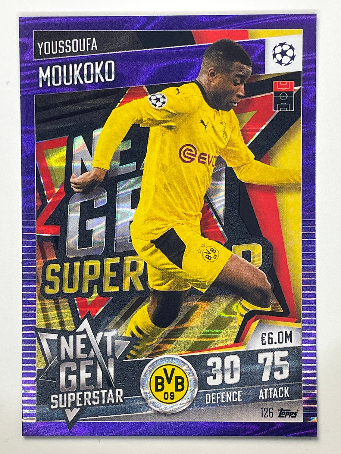 126. Youssoufa Moukoko (Borussia Dortmund) Football Card – Parallel Match Attax 101 2021 Card