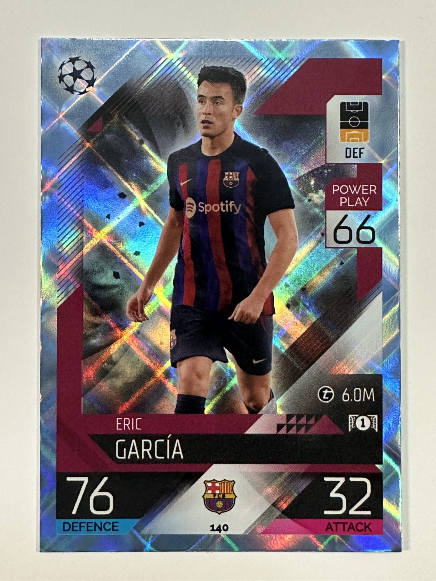 140 Eric García Base Crystal Foil Parallel (Barcelona) Topps Match Attax 2022:2023 Card