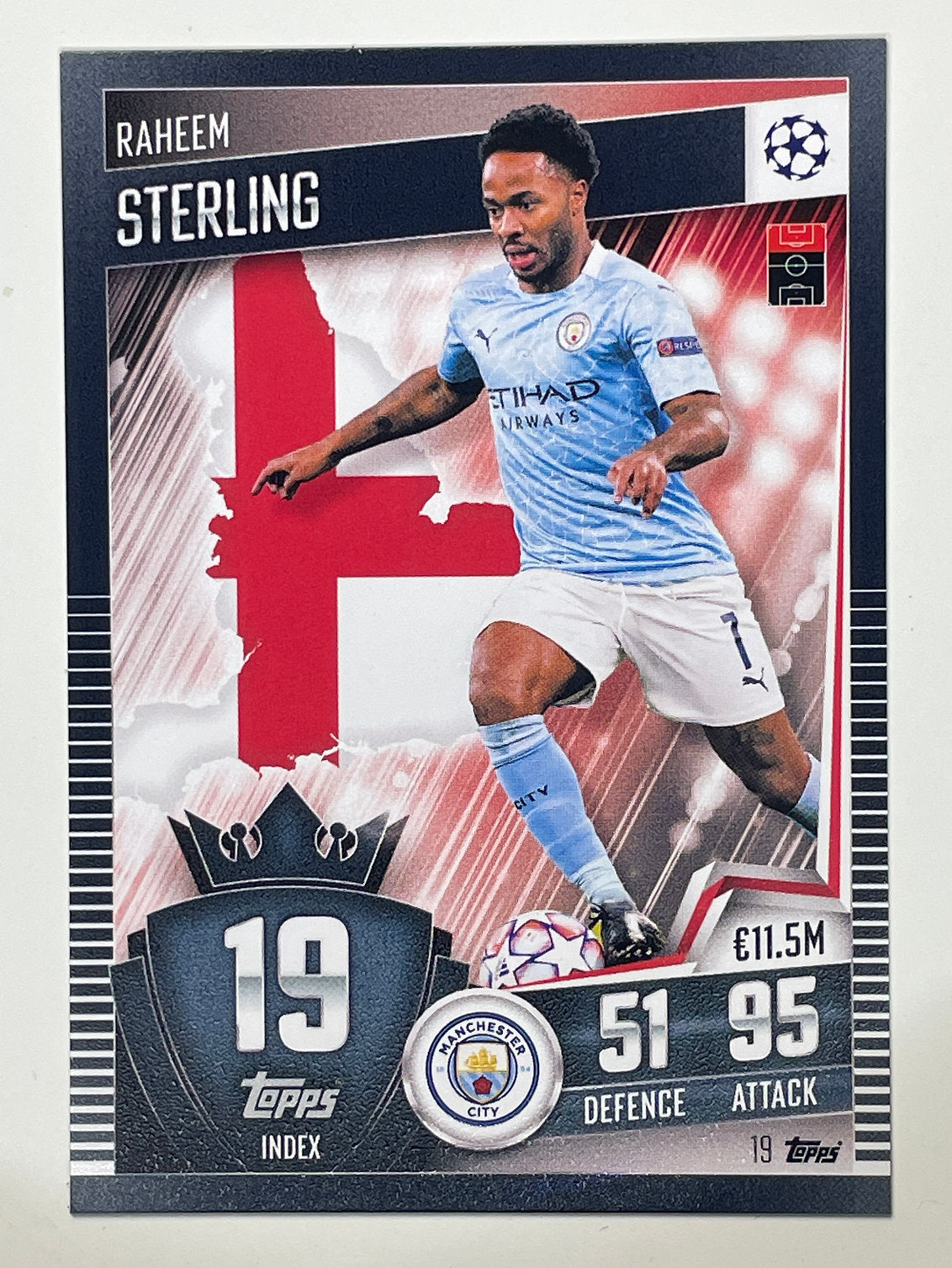 19. Raheem Sterling (Manchester City) Football Card – Match Attax 101 2021 Card