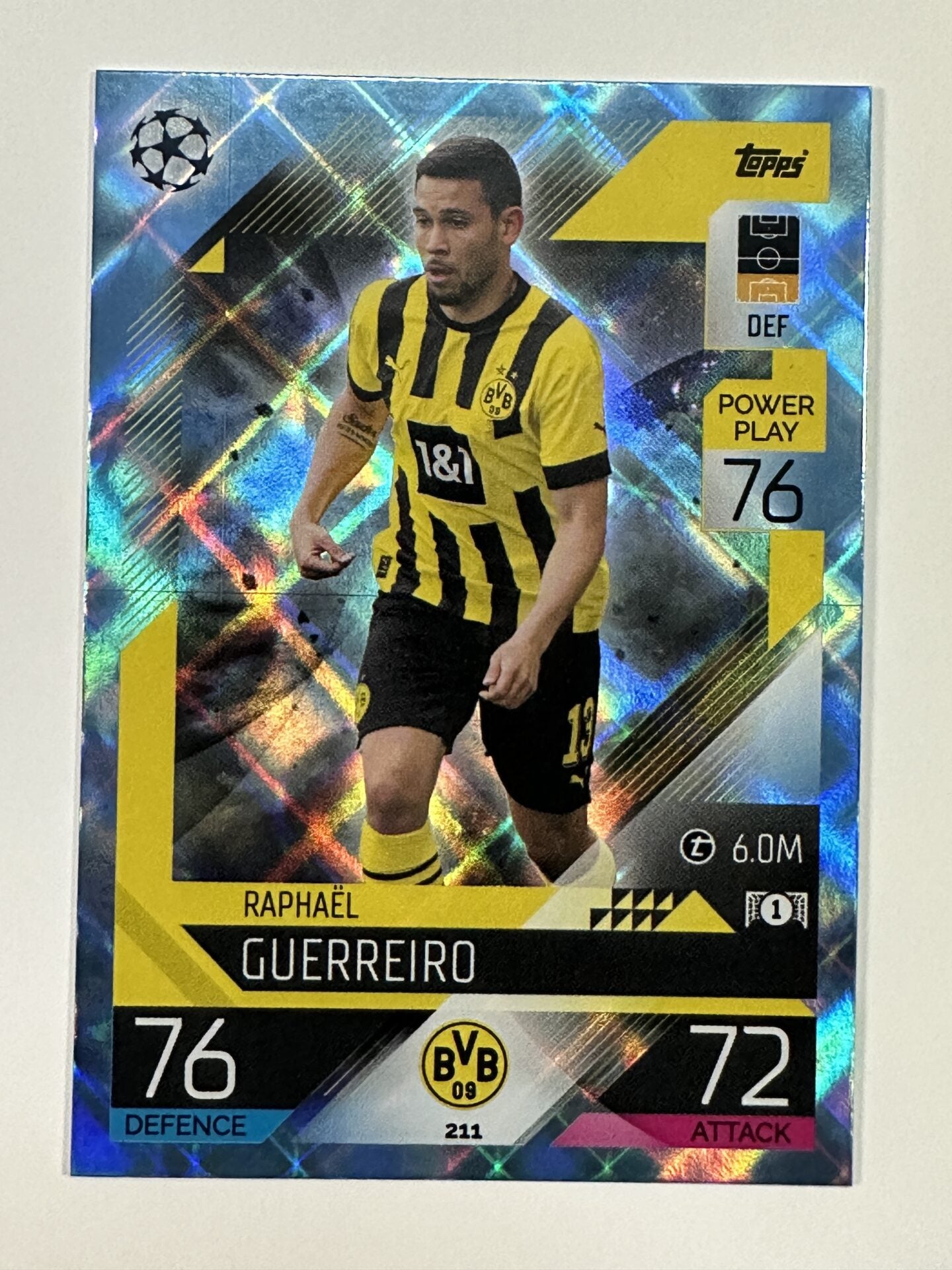 211 Raphaël Guerreiro Base Crystal Foil Parallel (Borussia Dortmund) Topps Match Attax 2022:2023 Card