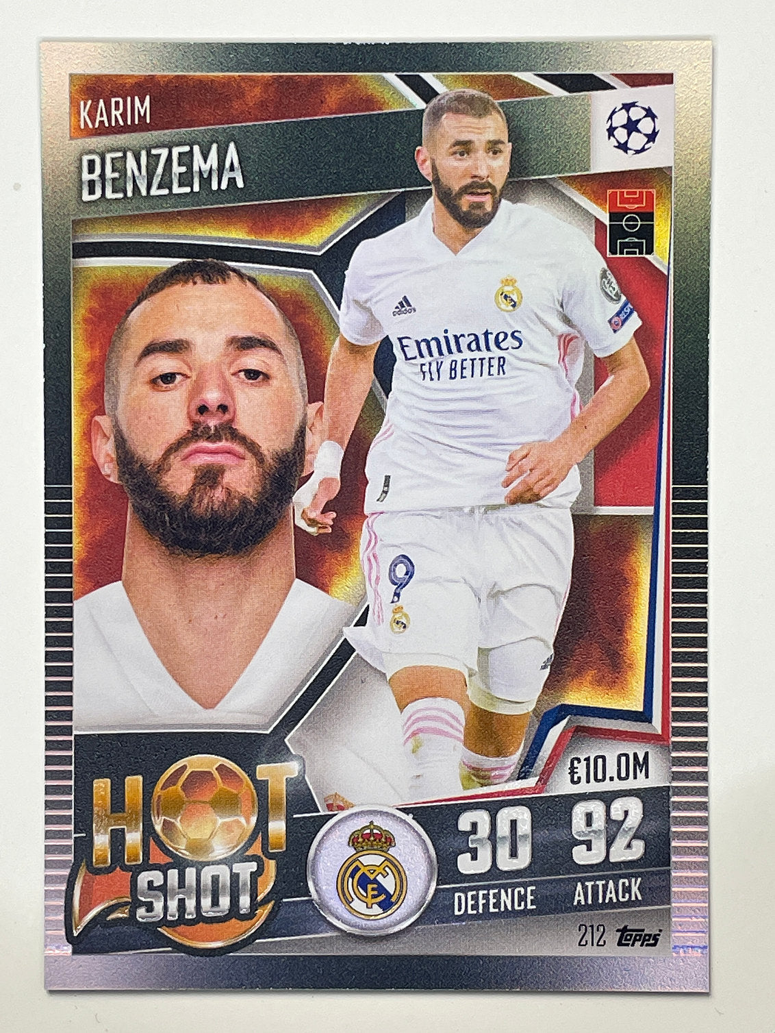 212. Karim Benzema (Real Madrid CF) Football Card – Match Attax 101 2021 Card