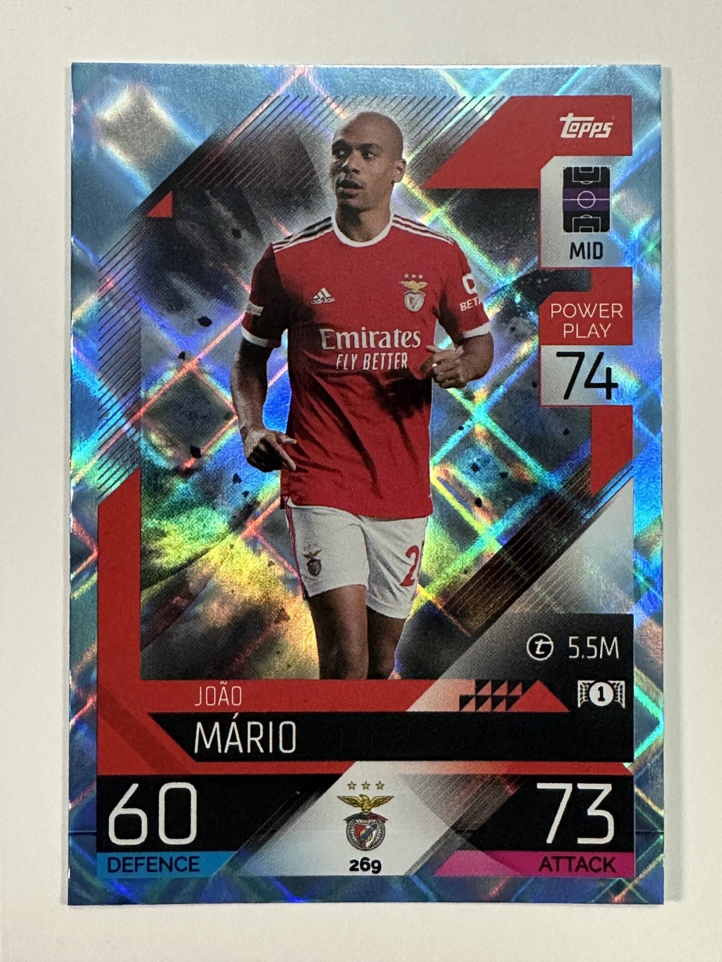 269 João Mário Base Crystal Foil Parallel (Benfica) Topps Match Attax 2022:2023 Card