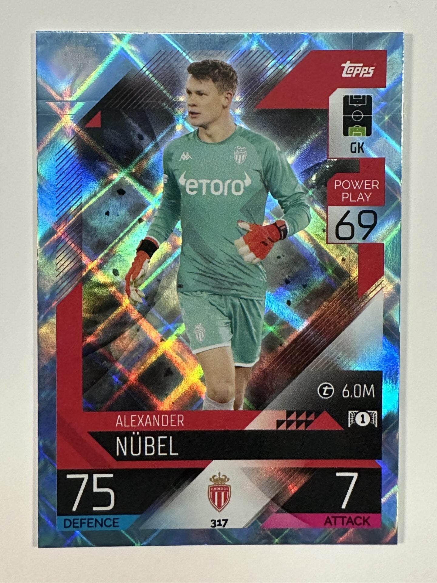 317 Alexander Nübel Base Crystal Foil Parallel (AS Monaco) Topps Match Attax 2022:2023 Card