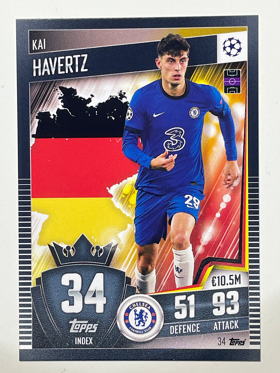 34. Kai Havertz (Chelsea) Football Card – Match Attax 101 2021 Card