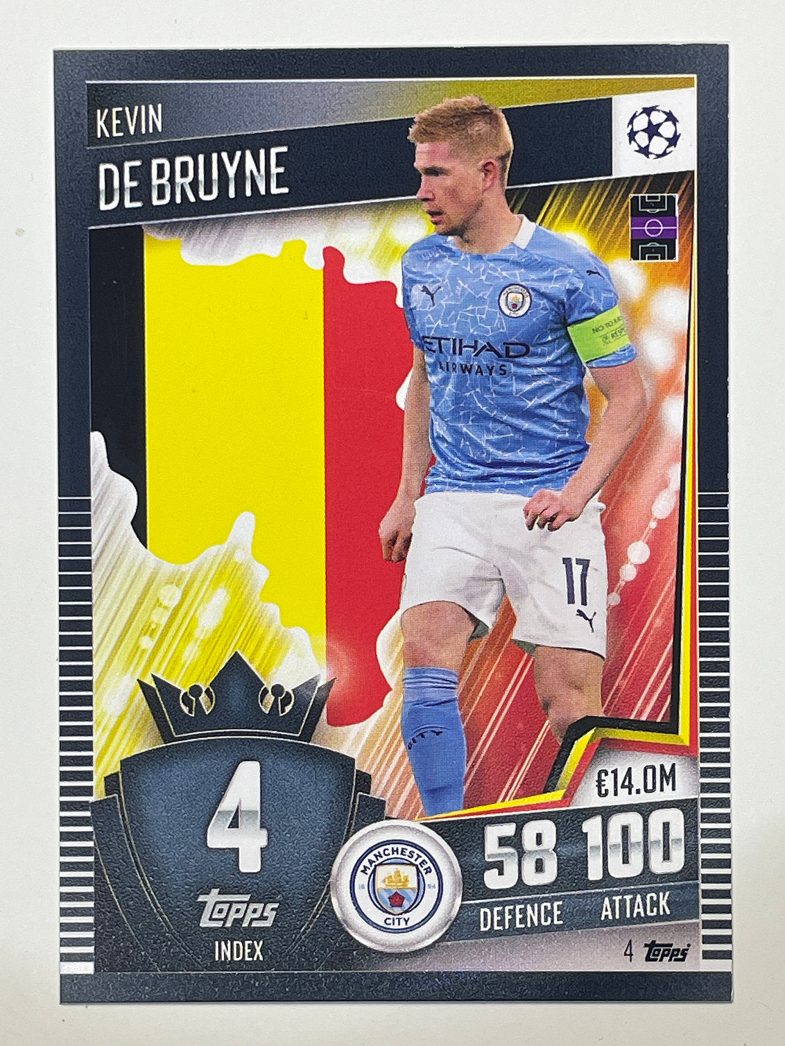 4. Kevin De Bruyne (Manchester City) Football Card – Match Attax 101 2021 Card