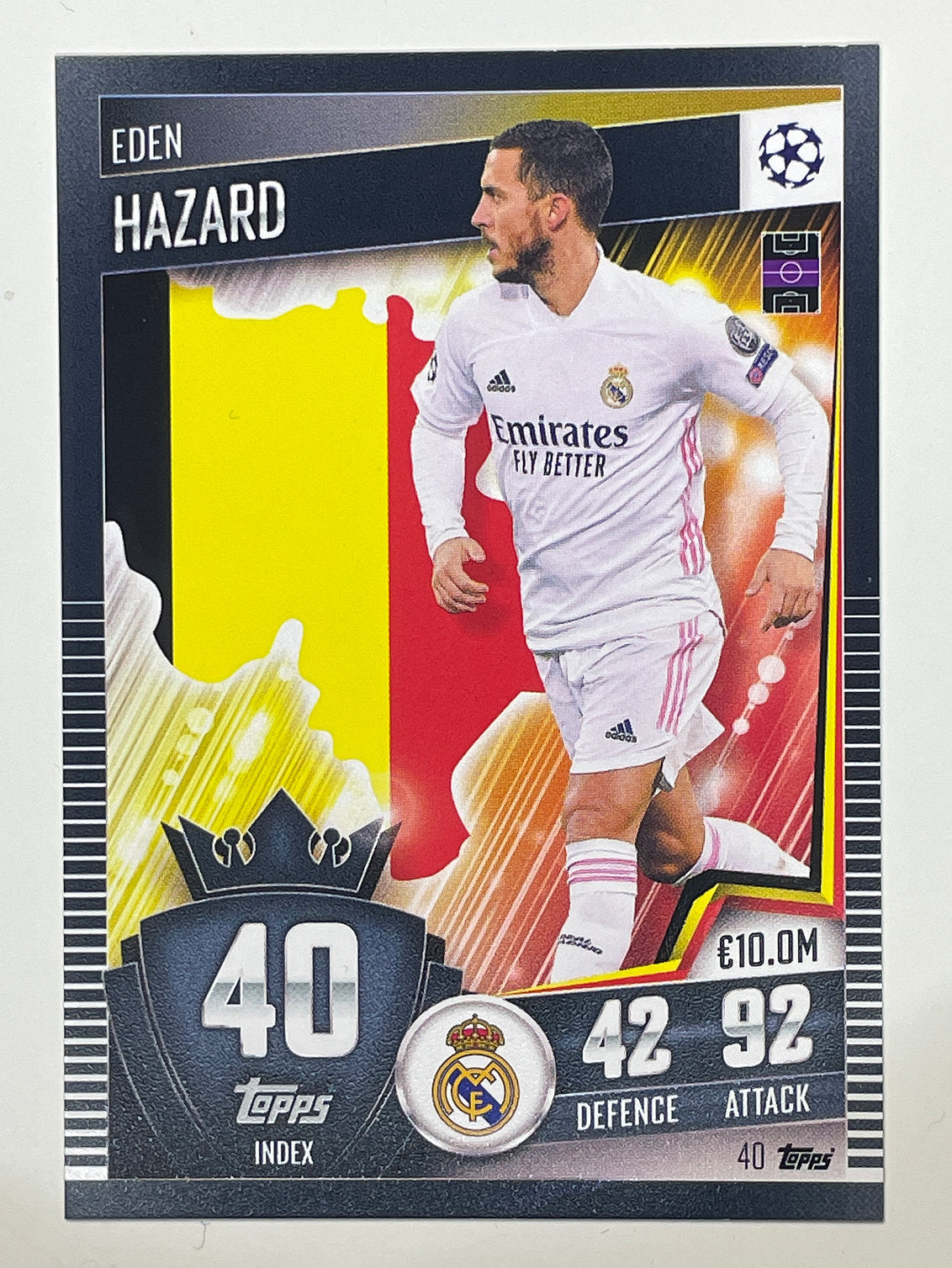 40. Eden Hazard (Real Madrid CF) Football Card – Match Attax 101 2021 Card