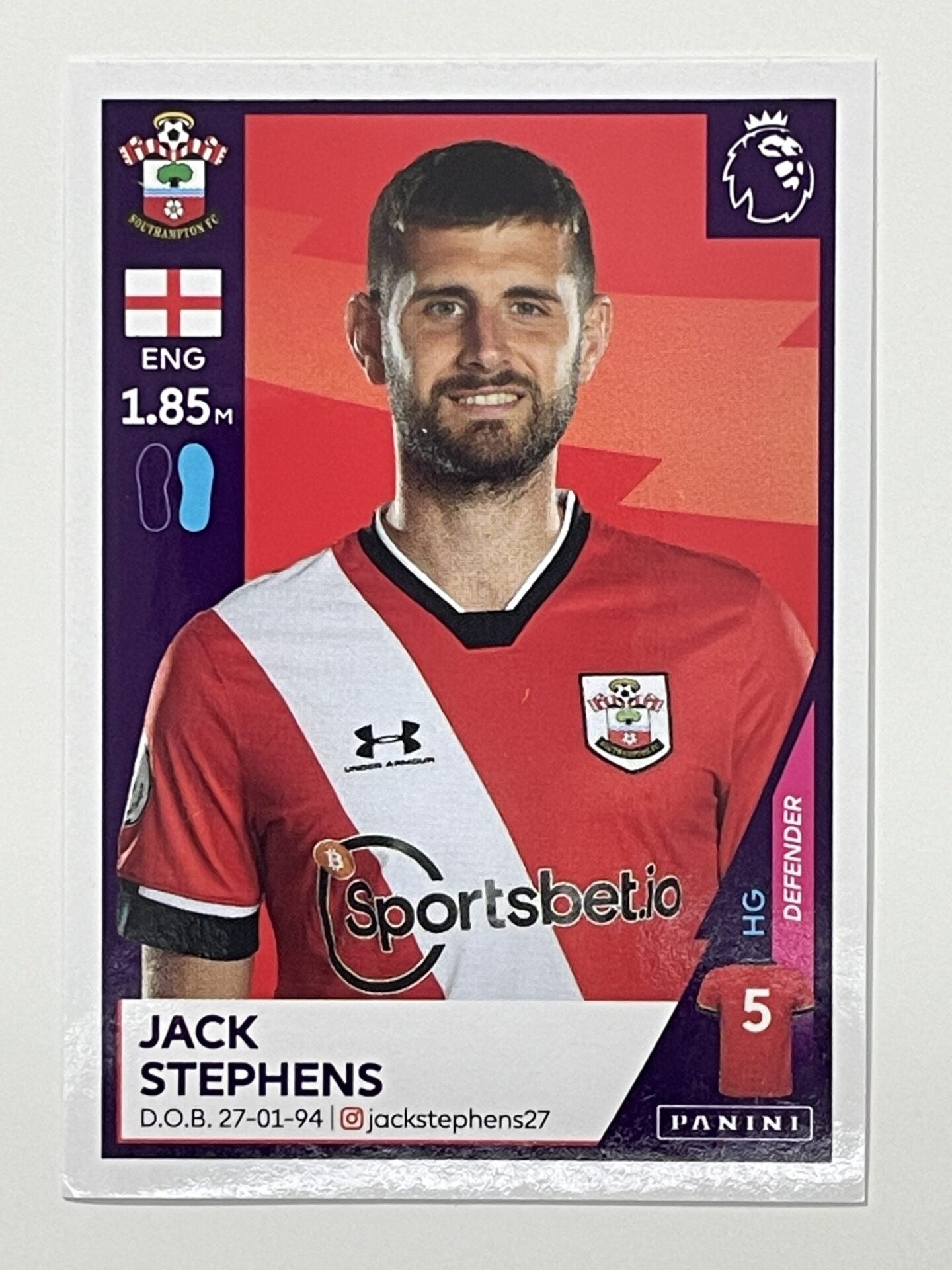 504 Jack Stephens Sticker Southampton Premier League 2021 Football Sticker