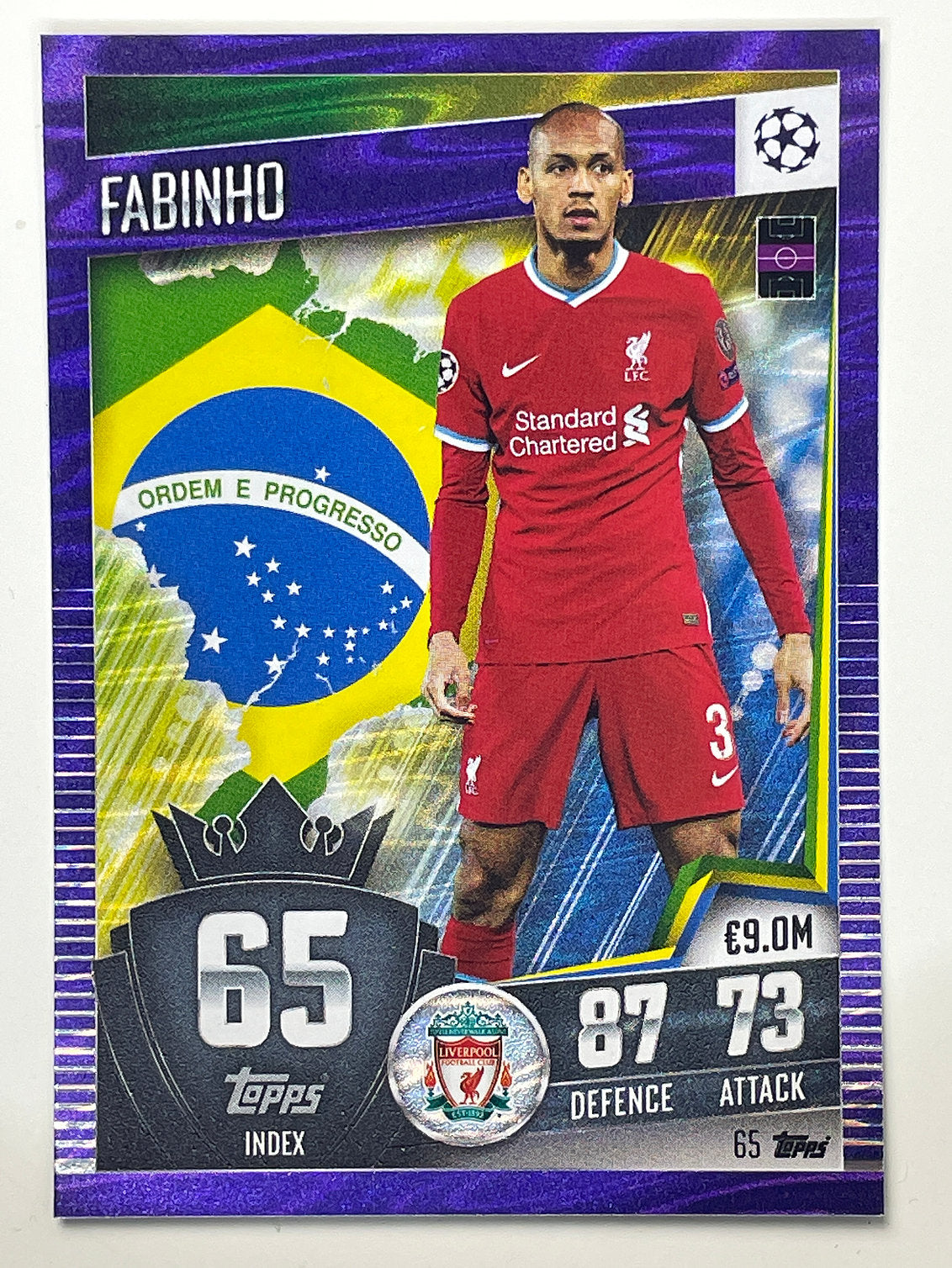 65. Fabinho (Liverpool) Football Card – Purple Parallel Match Attax 101 2021 Card