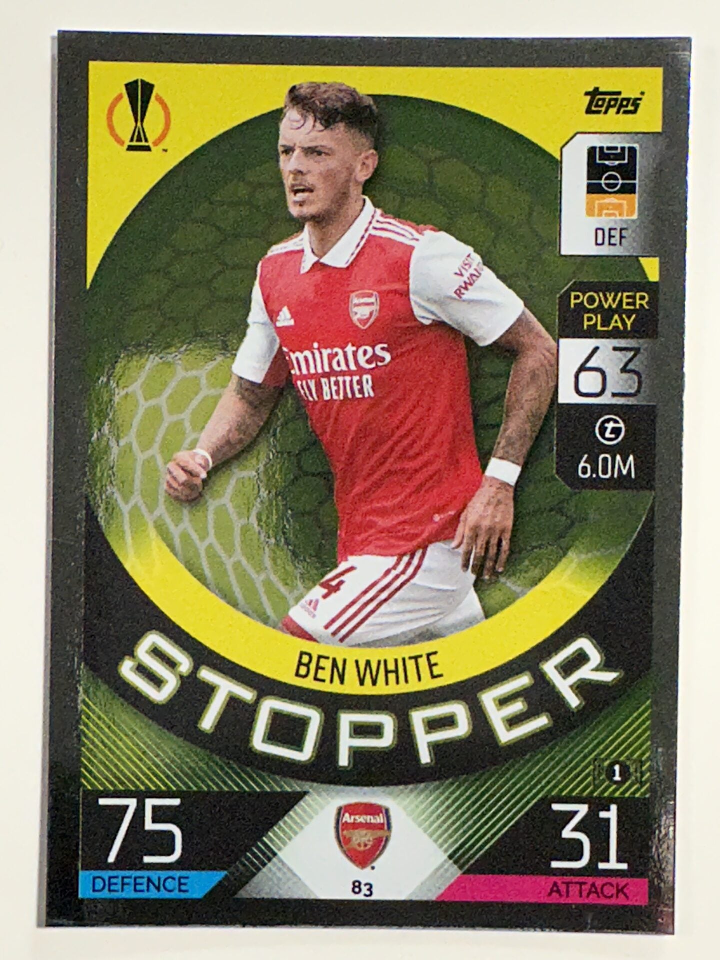 83. Ben White (Arsenal) – Stopper – Topps Match Attax 2022:2023 card