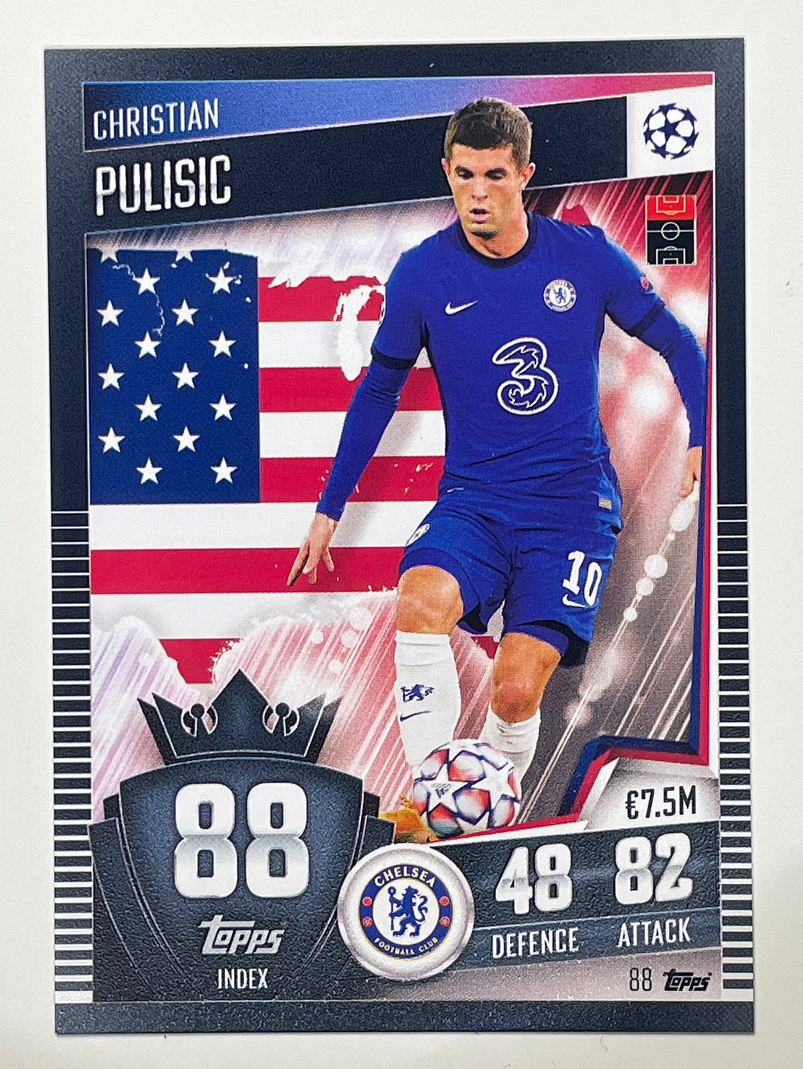 88. Christian Pulisic (Chelsea) Football Card – Match Attax 101 2021 Card