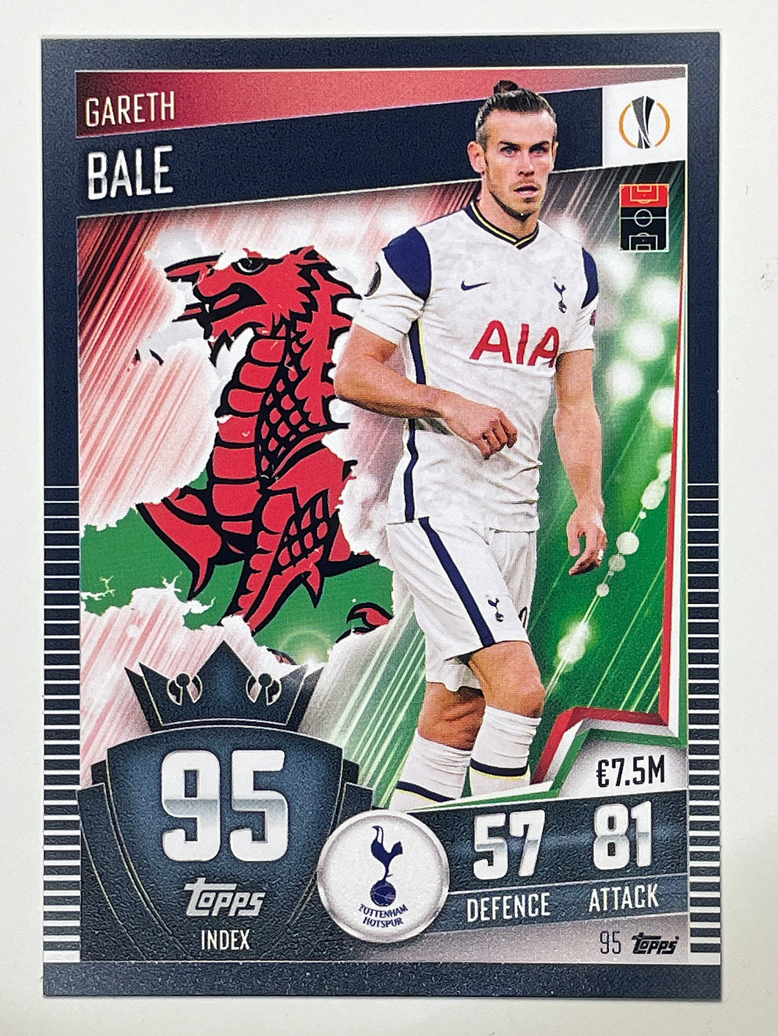 95. Gareth Bale (Tottenham Hotspur) Football Card – Match Attax 101 2021 Card