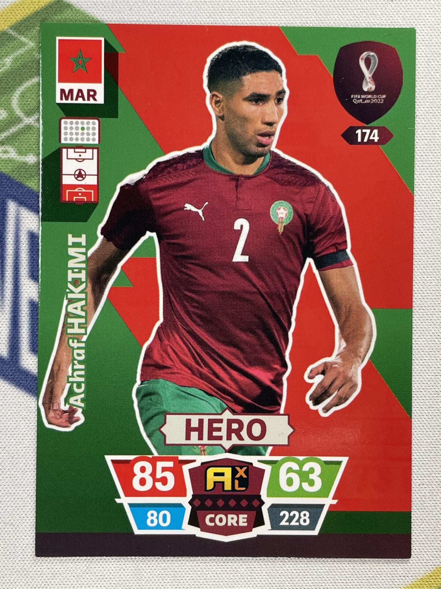 174 Achraf Hakimi Morocco Hero Panini World Cup 2022 Adrenalyn XL