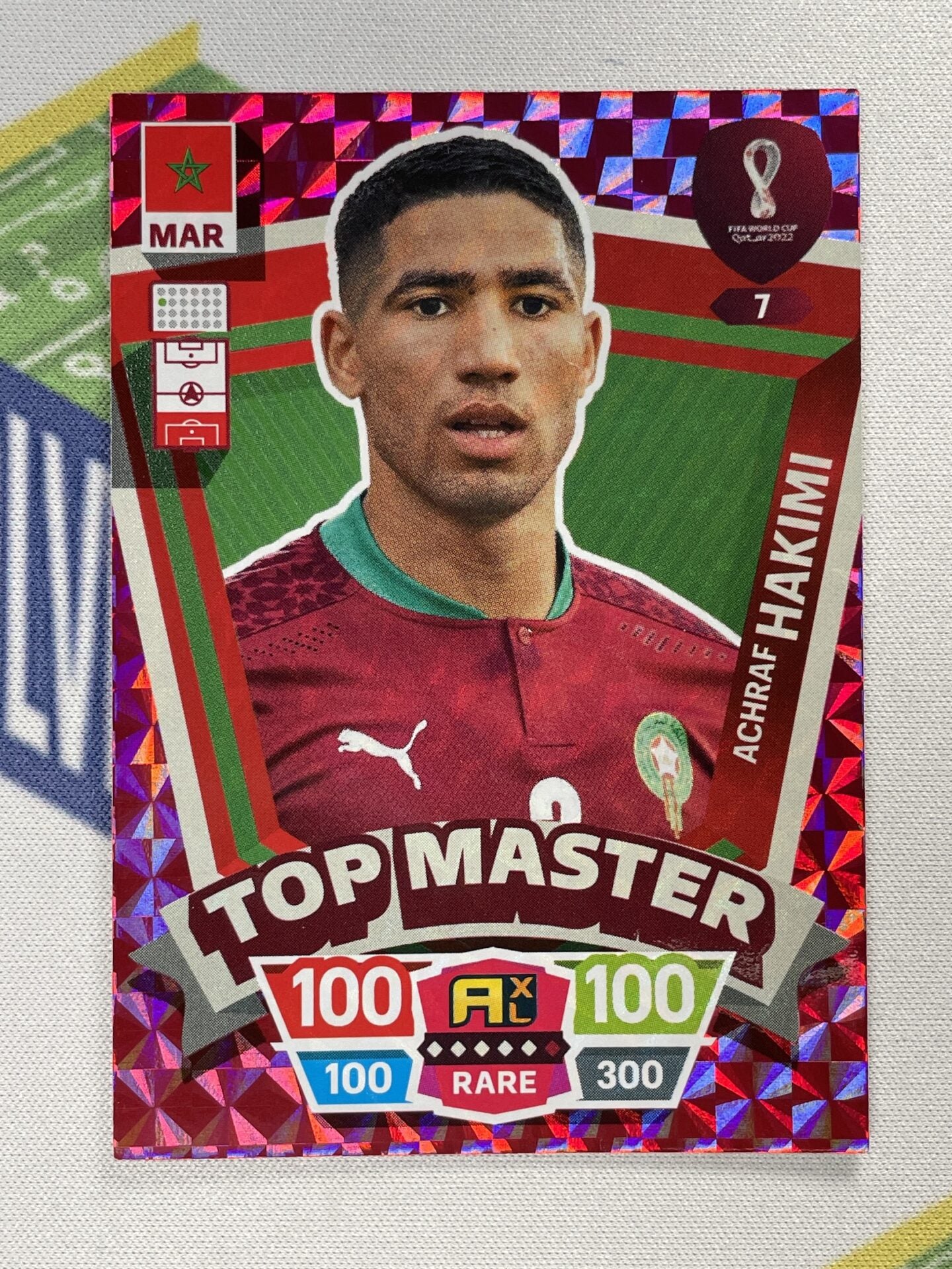 panini world cup 2022 rare cards 007 Achraf Hakimi Morocco Top Masters Panini World Cup 2022 Adrenalyn – Solve Collectibles