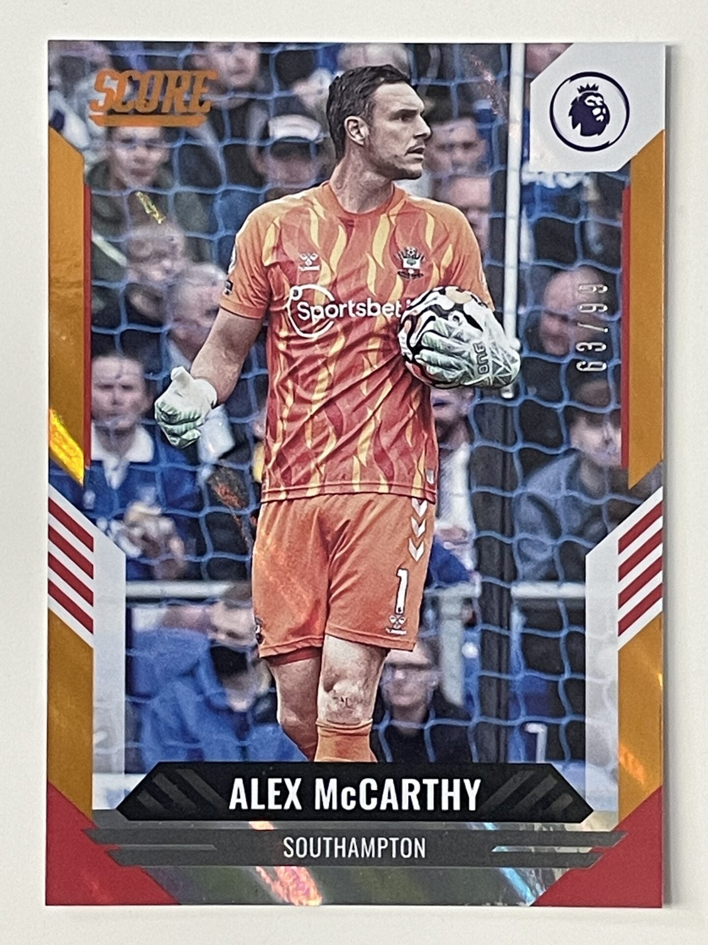 Alex McCarthy Southampton Base Orange Lava Parallel Panini Premier League Score 2021 2022