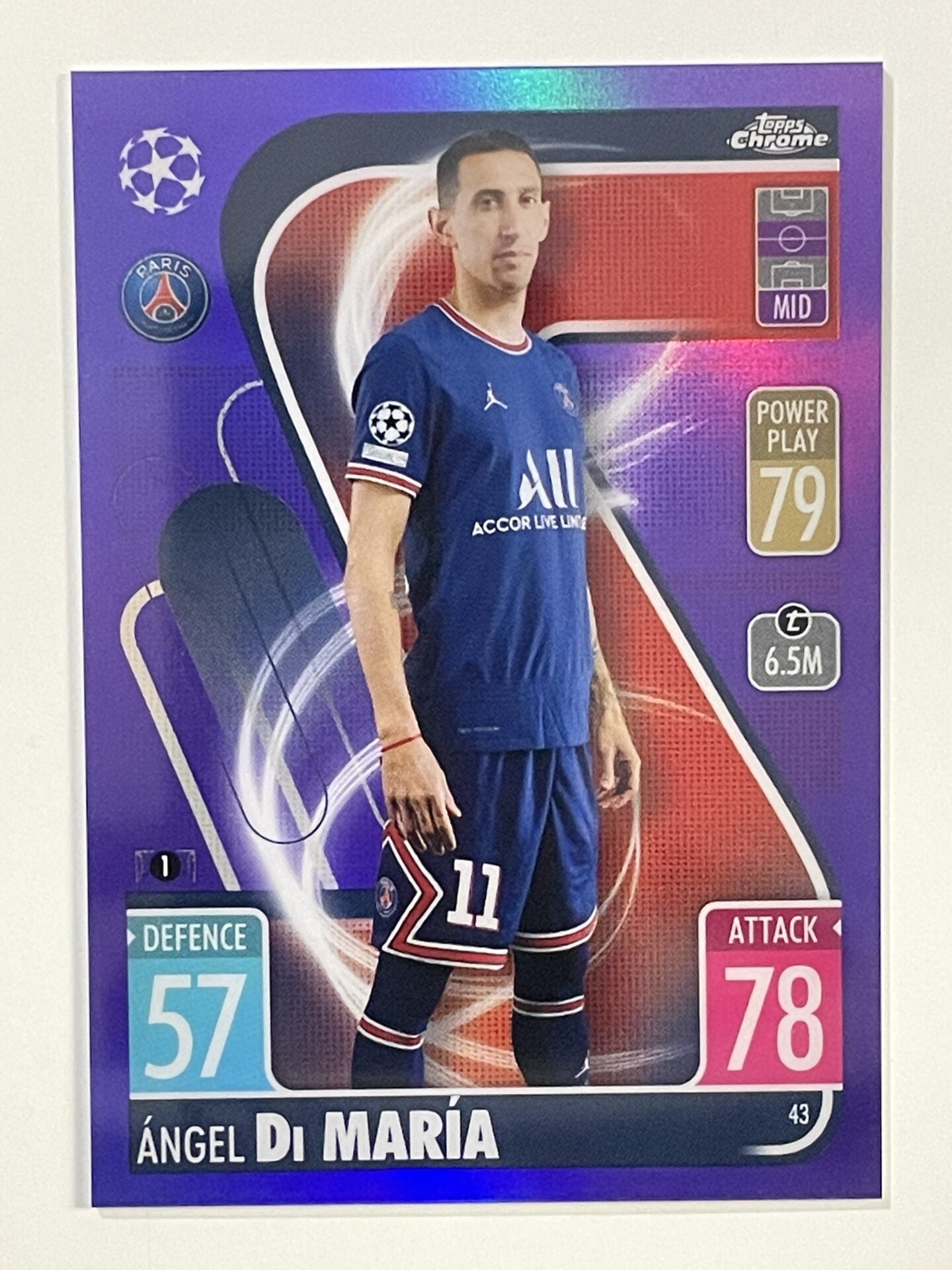 Angel Di Maria Purple Parallel Topps Match Attax Chrome 2021 2022