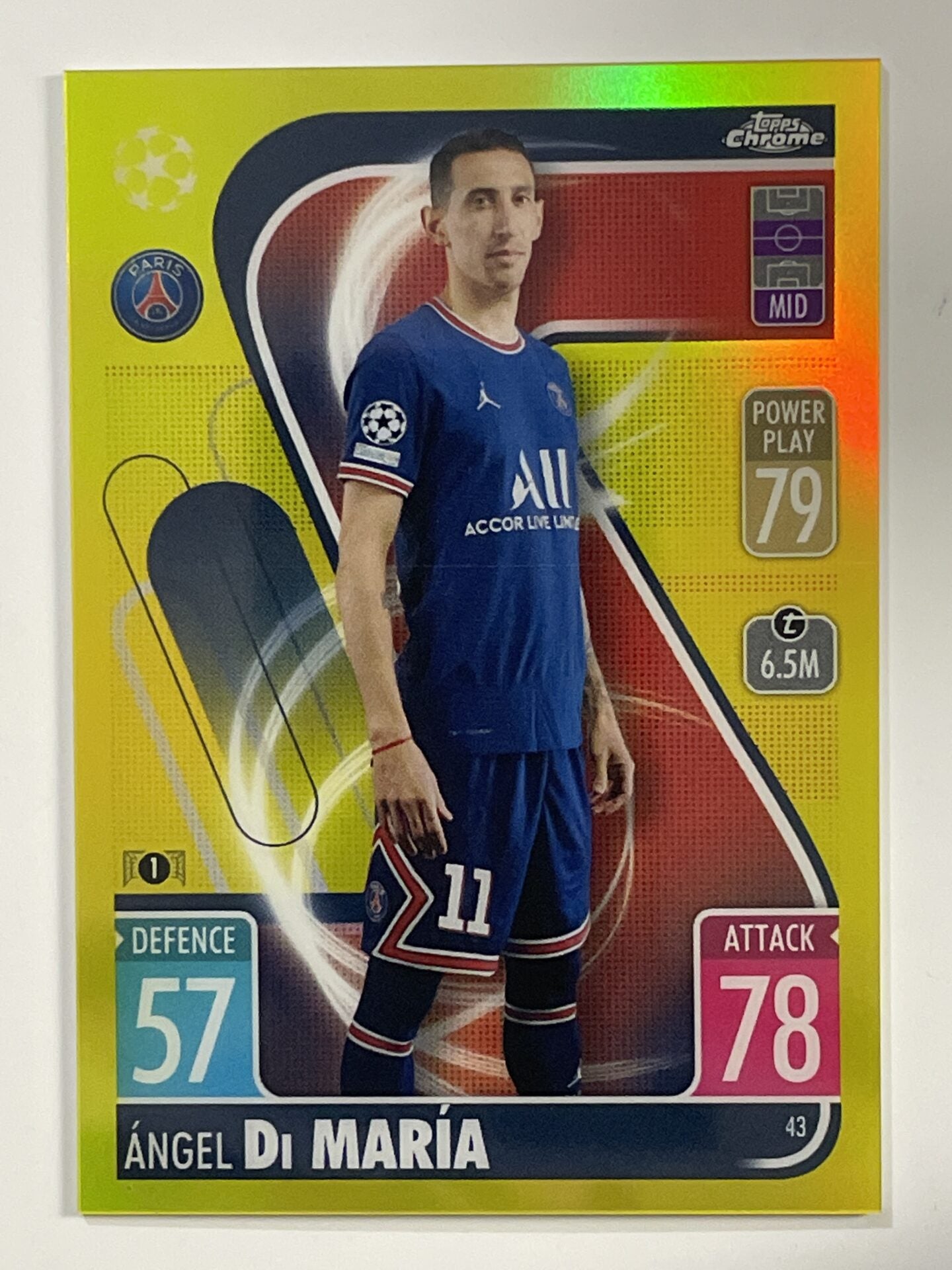 Angel Di Maria Yellow Parallel Topps Match Attax Chrome 2021 2022