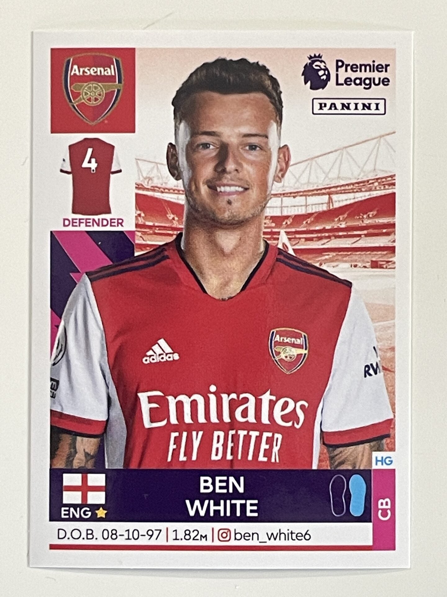 Ben White Arsenal Panini Premier League 2022 Football Sticker