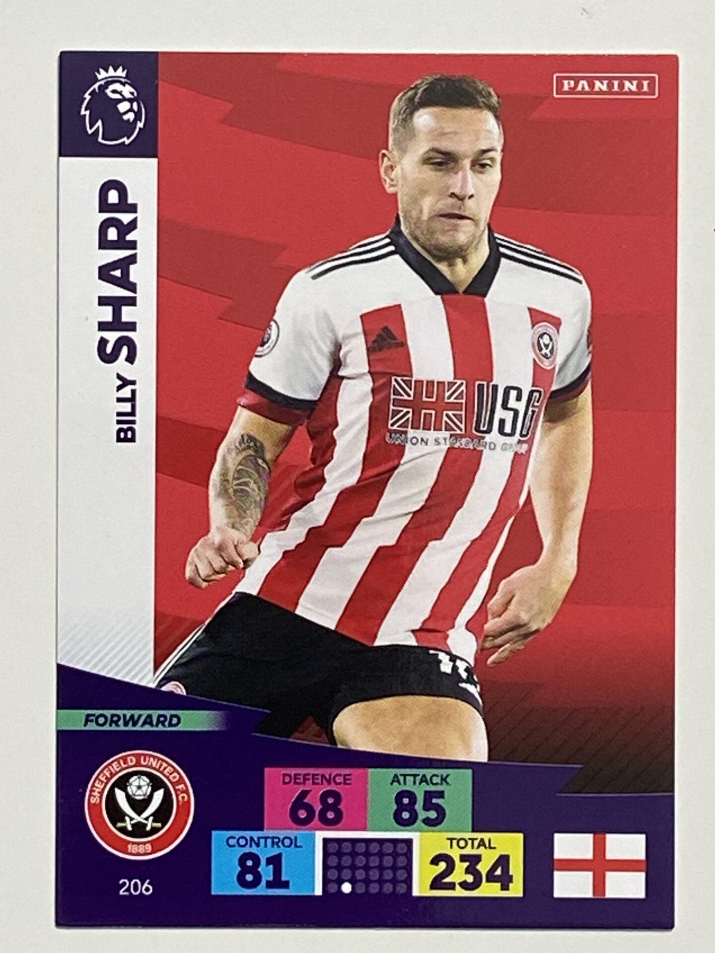 Billy Sharp (Sheffield United) Football Card – Premier League Adrenalyn XL 2020:21