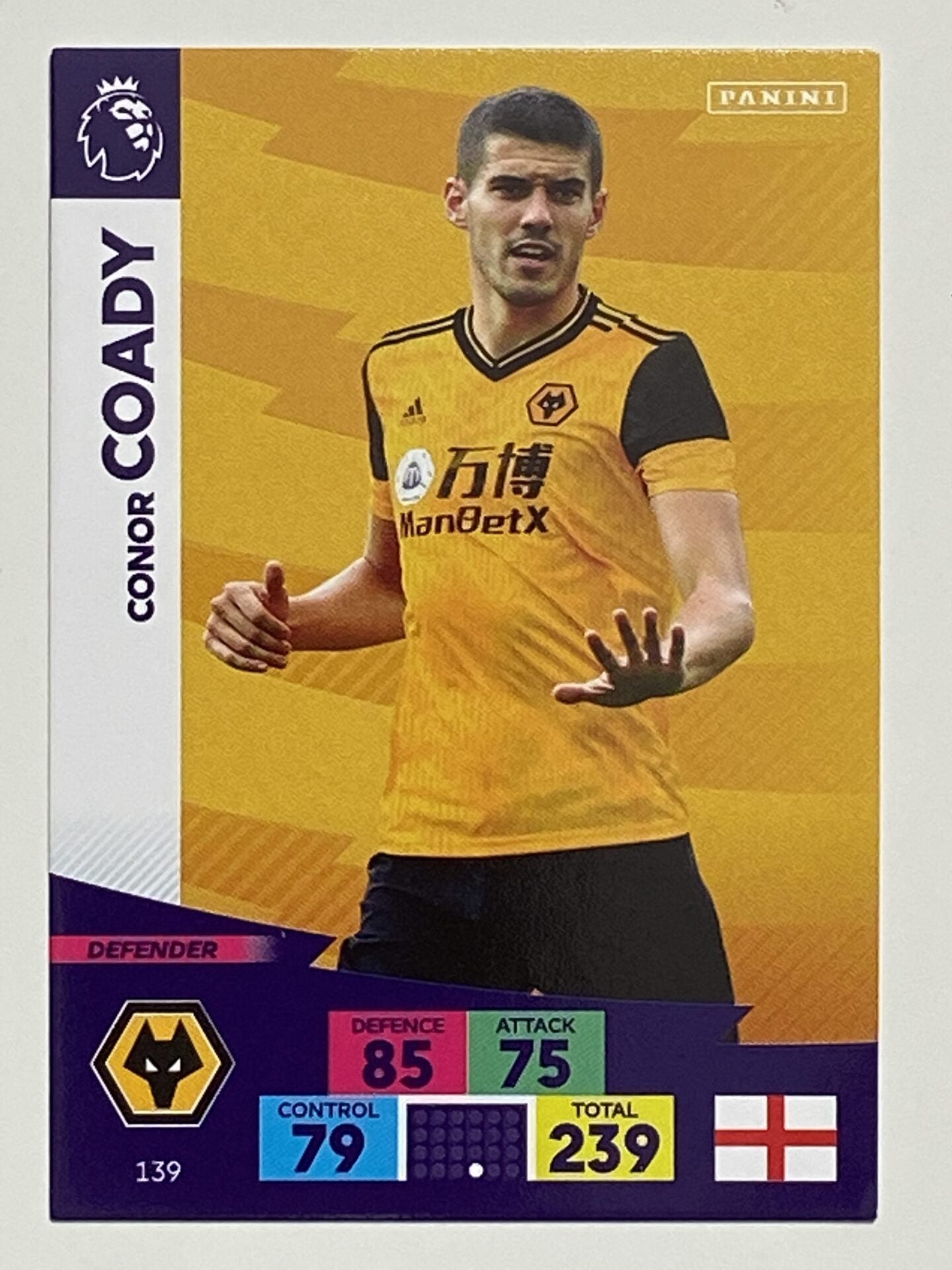 Conor Coady (Wolves) Football Card – Premier League Adrenalyn XL 2020:21