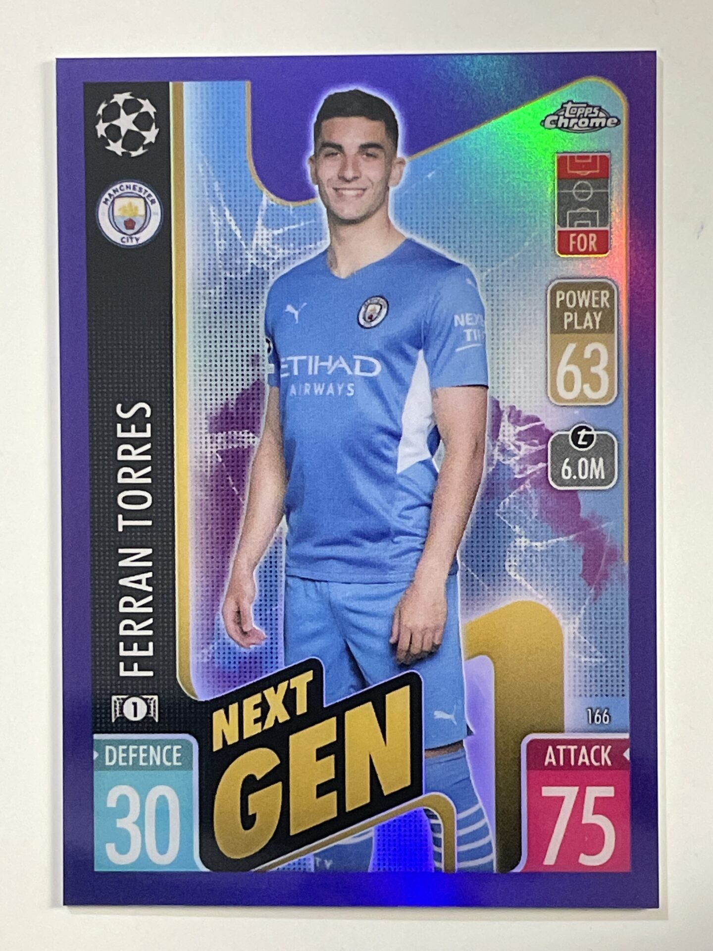 Ferran Torres Next Gen Purple Parallel Topps Match Attax Chrome 2021 2022