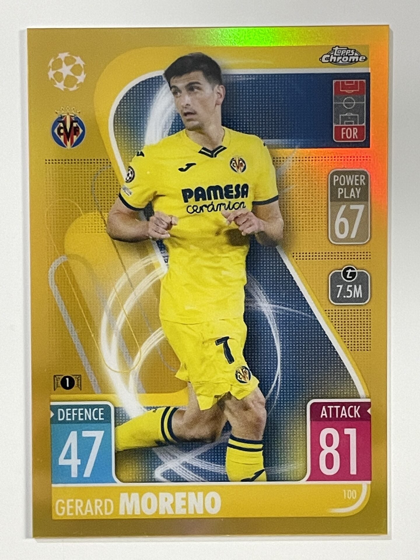 Gerard Moreno Gold Parallel Topps Match Attax Chrome 2021 2022