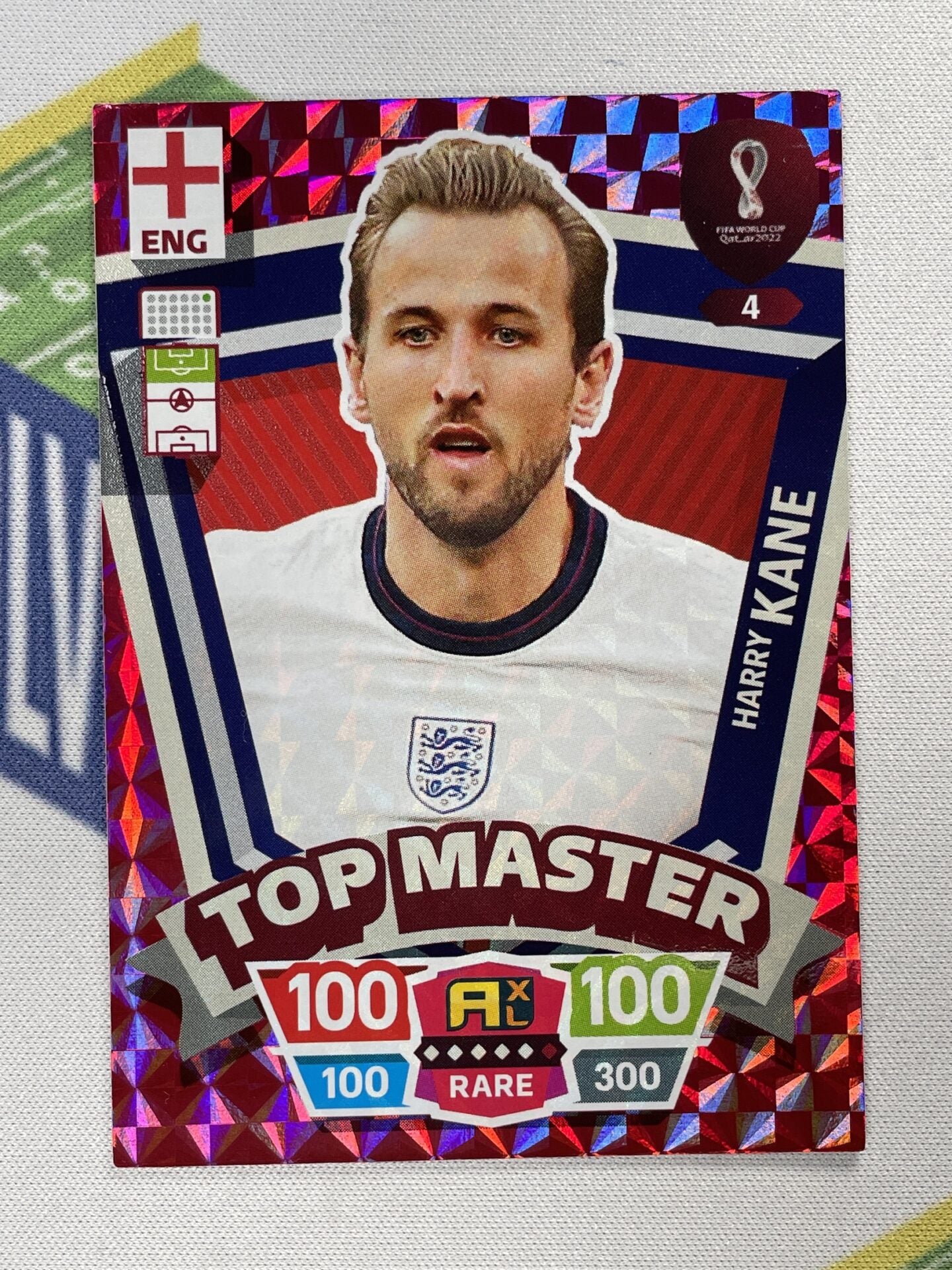 panini world cup 2022 rare cards 004 Harry Kane England Top Masters Panini World Cup 2022 Adrenalyn XL –  Solve Collectibles