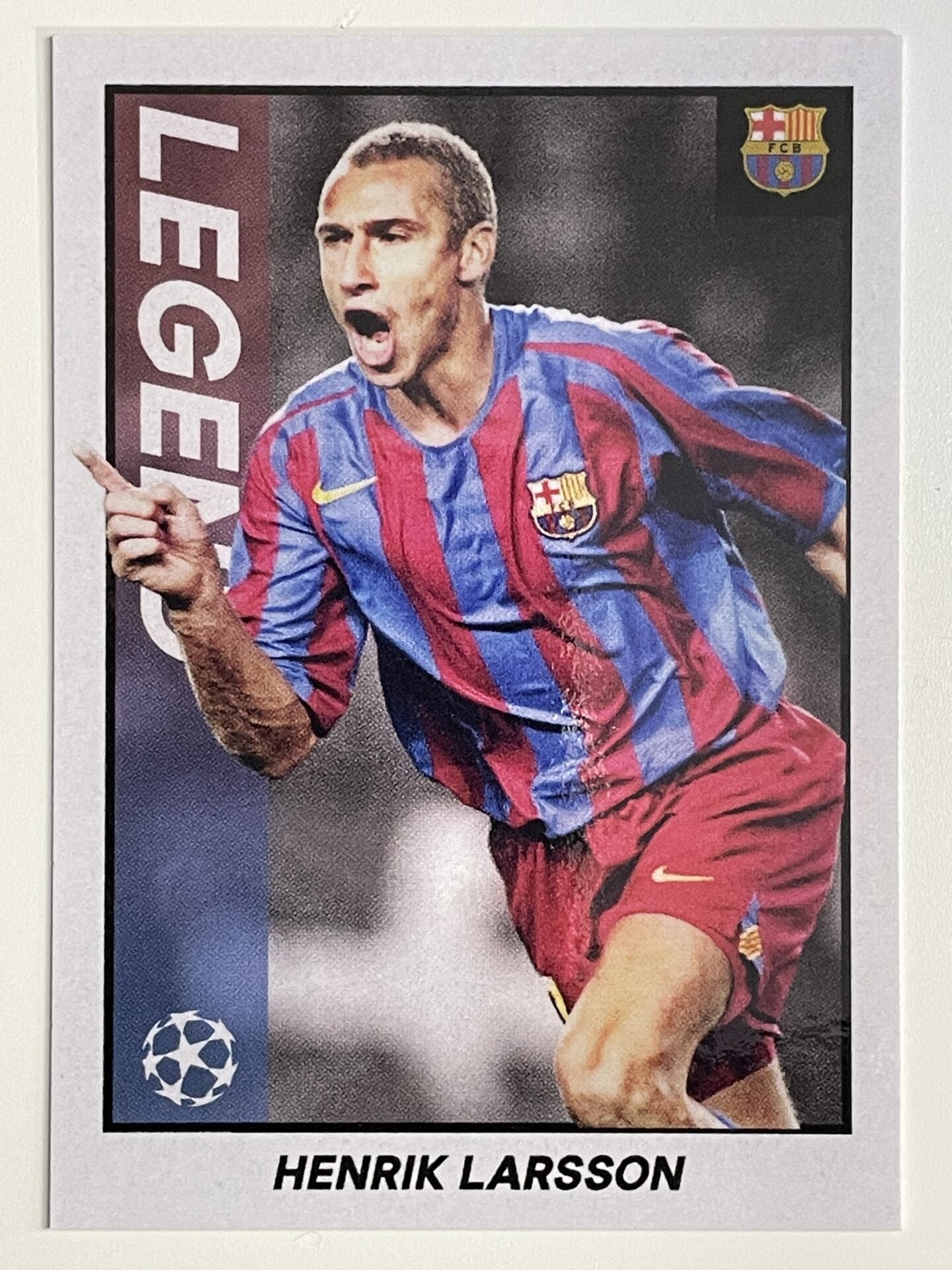 Henrik Larsson Barcelona Legend Topps Merlin Heritage 97 UEFA Champions League Card
