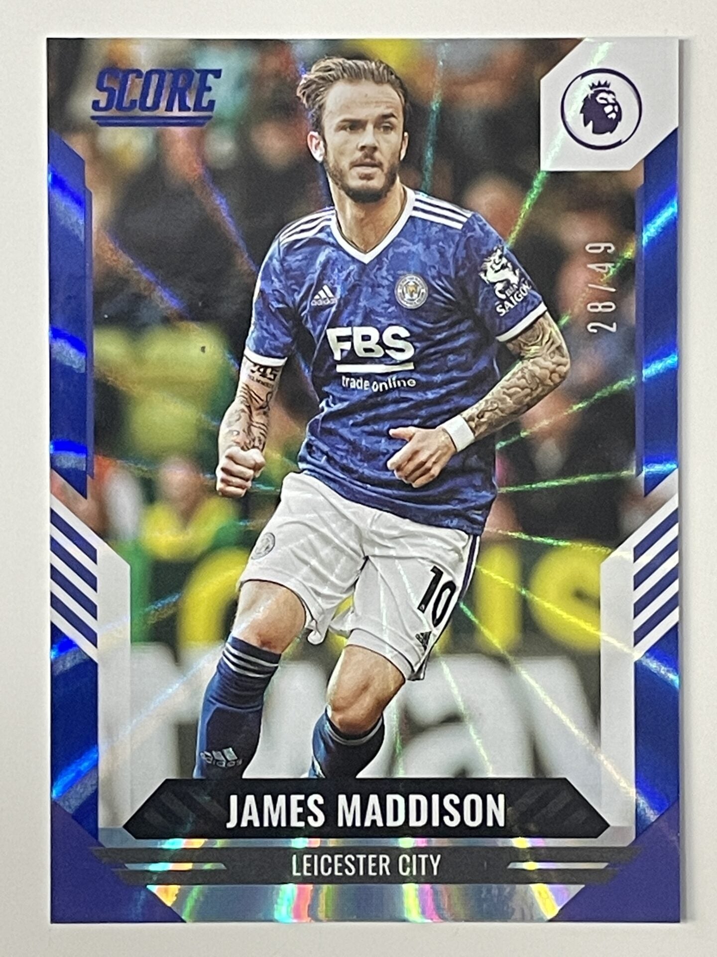 James Maddison Leicester City Base Blue Laser Parallel Panini Premier League Score 2021 2022