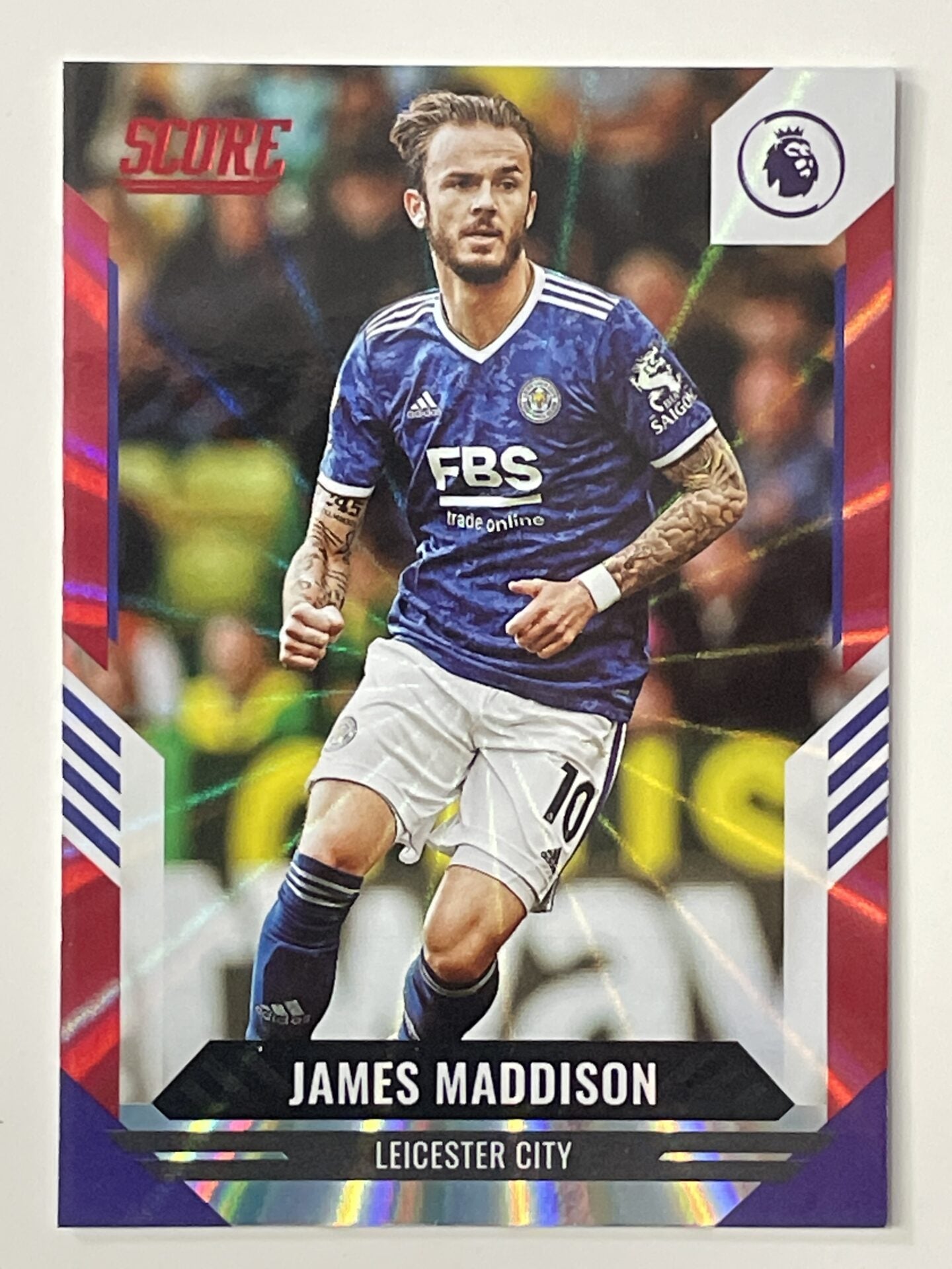 James Maddison Leicester City Base Red Laser Parallel Panini Premier League Score 2021 2022