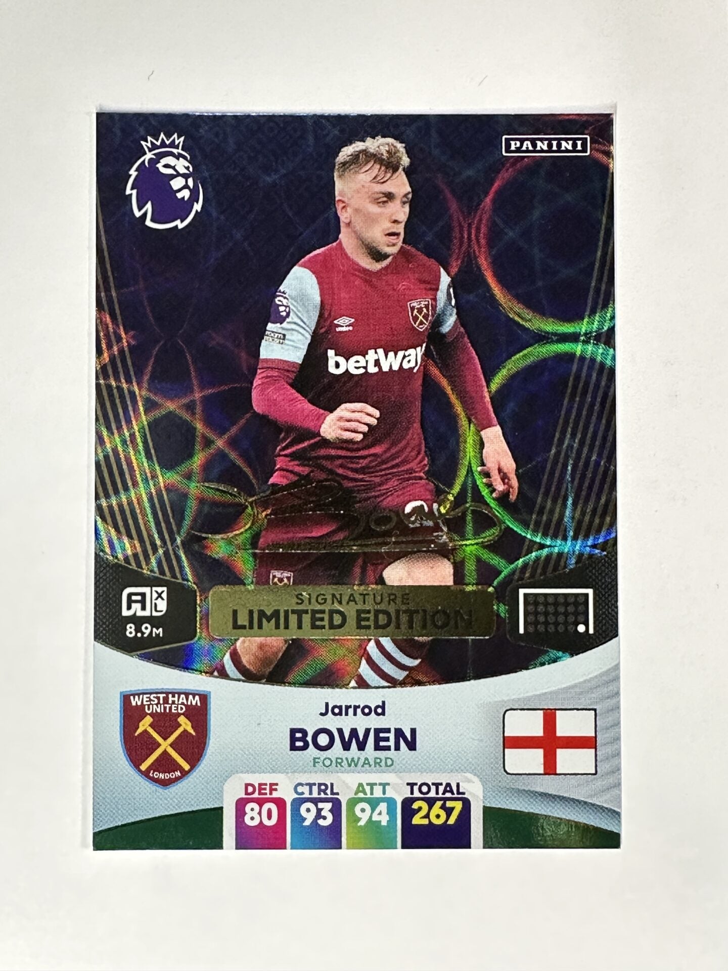 LE-S Jarrod Bowen West Ham Limited Edition Signature Panini Premier Le Solve Collectibles LE-S Jarrod Bowen West Ham Limited Edition Signature Panini Premier Le Solve Collectibles