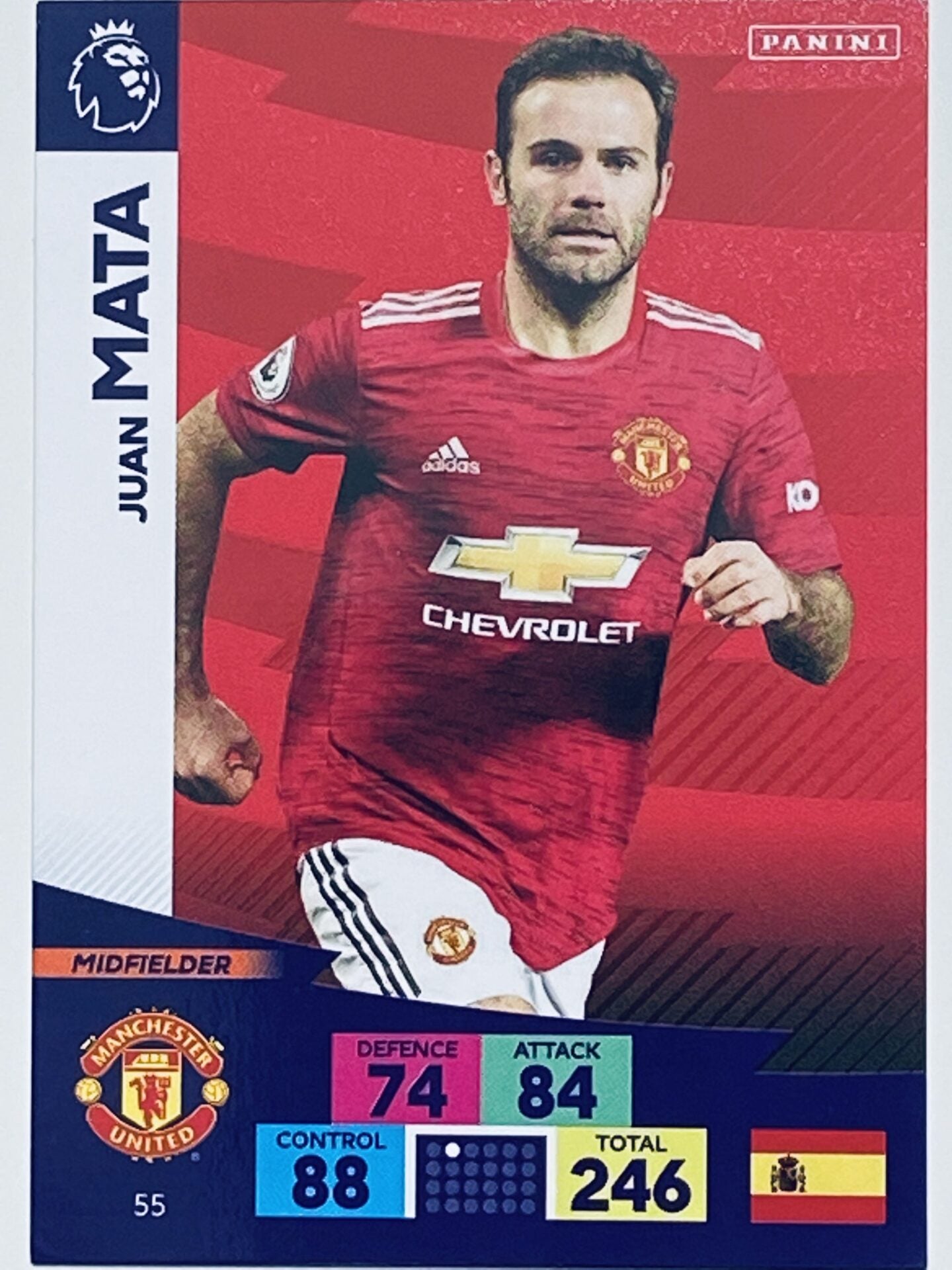 Juan Mata (Manchester United) Football Card – Premier League Adrenalyn XL 2020:21