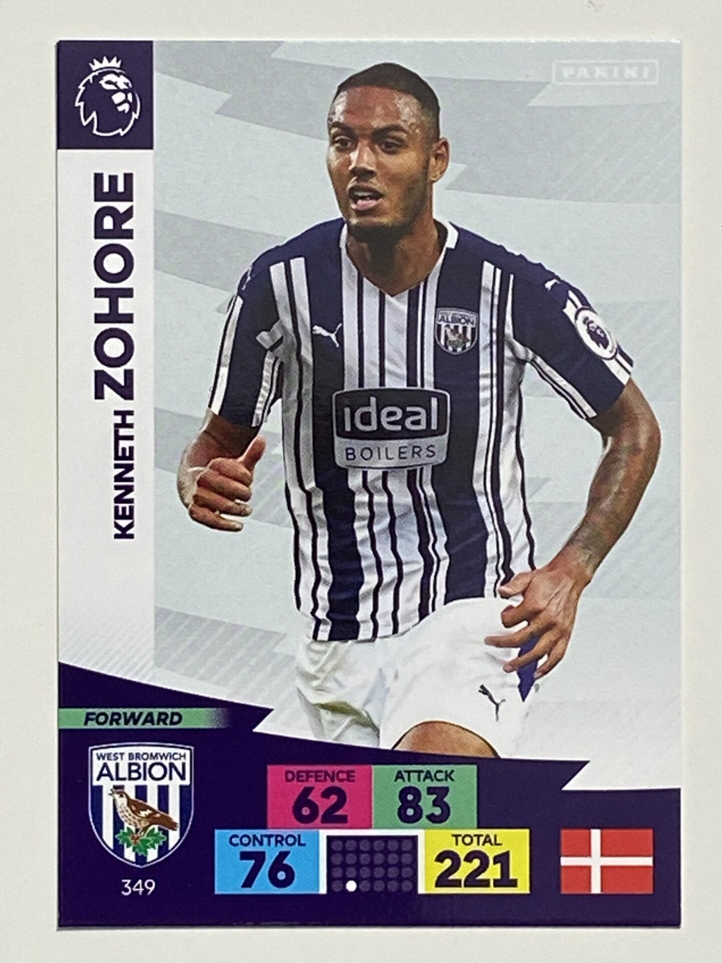 Kenneth Zohore (West Brom) Football Card – Premier League Adrenalyn XL 2020:21