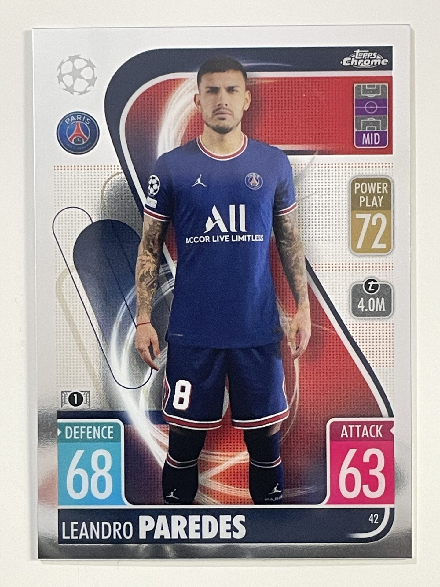 Leandro Paredes PSG Topps Match Attax Chrome 2021 2022 Football Card