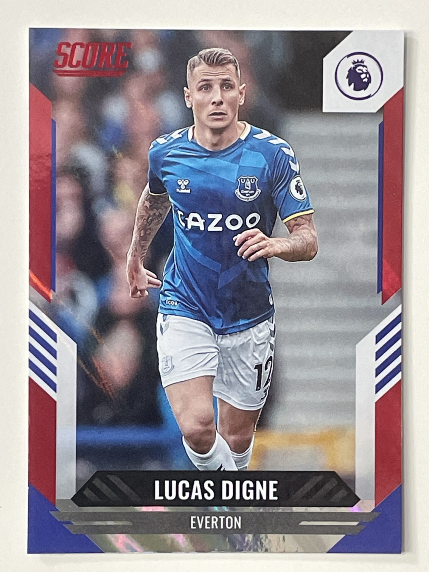 Lucas Digne Everton Base Red Lava Parallel Panini Premier League Score 2021 2022