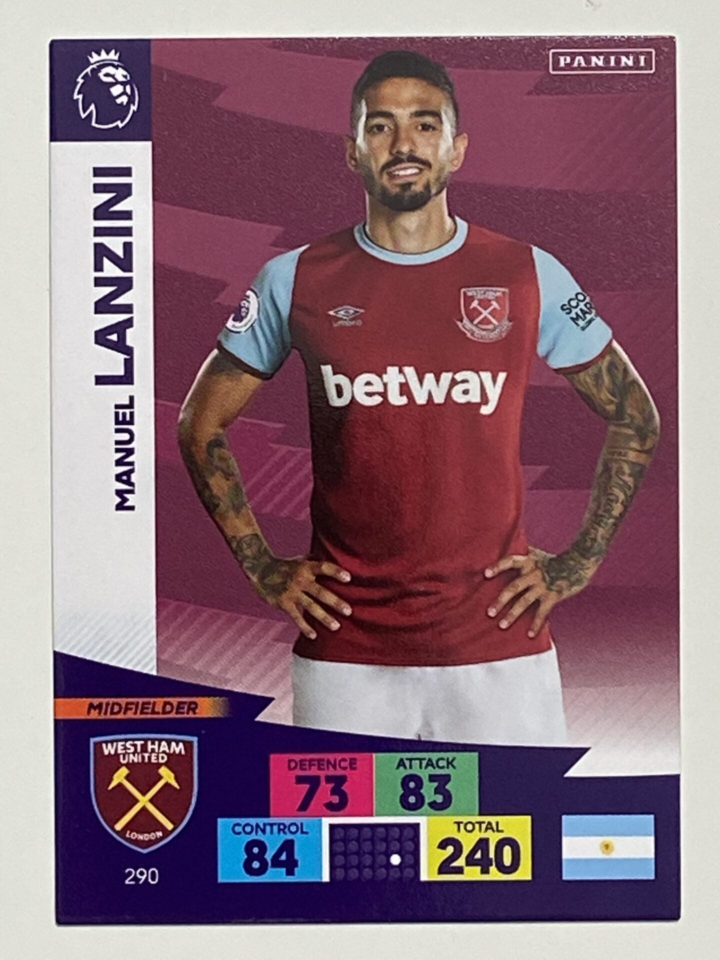 Manuel Lanzini (West Ham) Football Card – Premier League Adrenalyn XL 2020:21