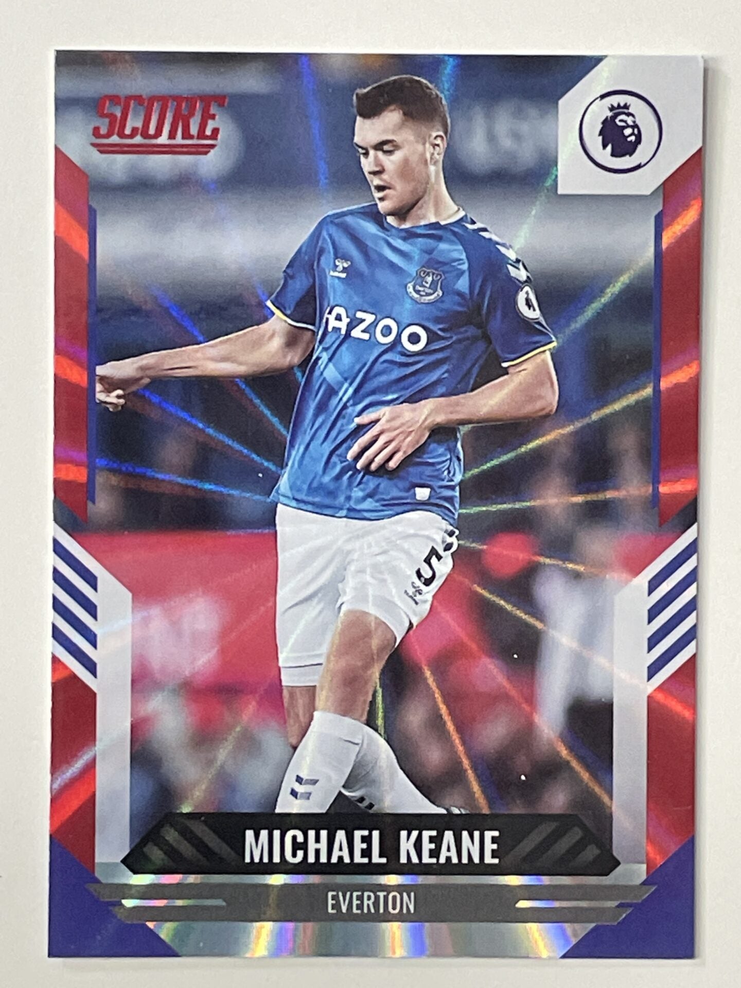Michael Keane Everton Base Red Laser Parallel Panini Premier League Score 2021 2022