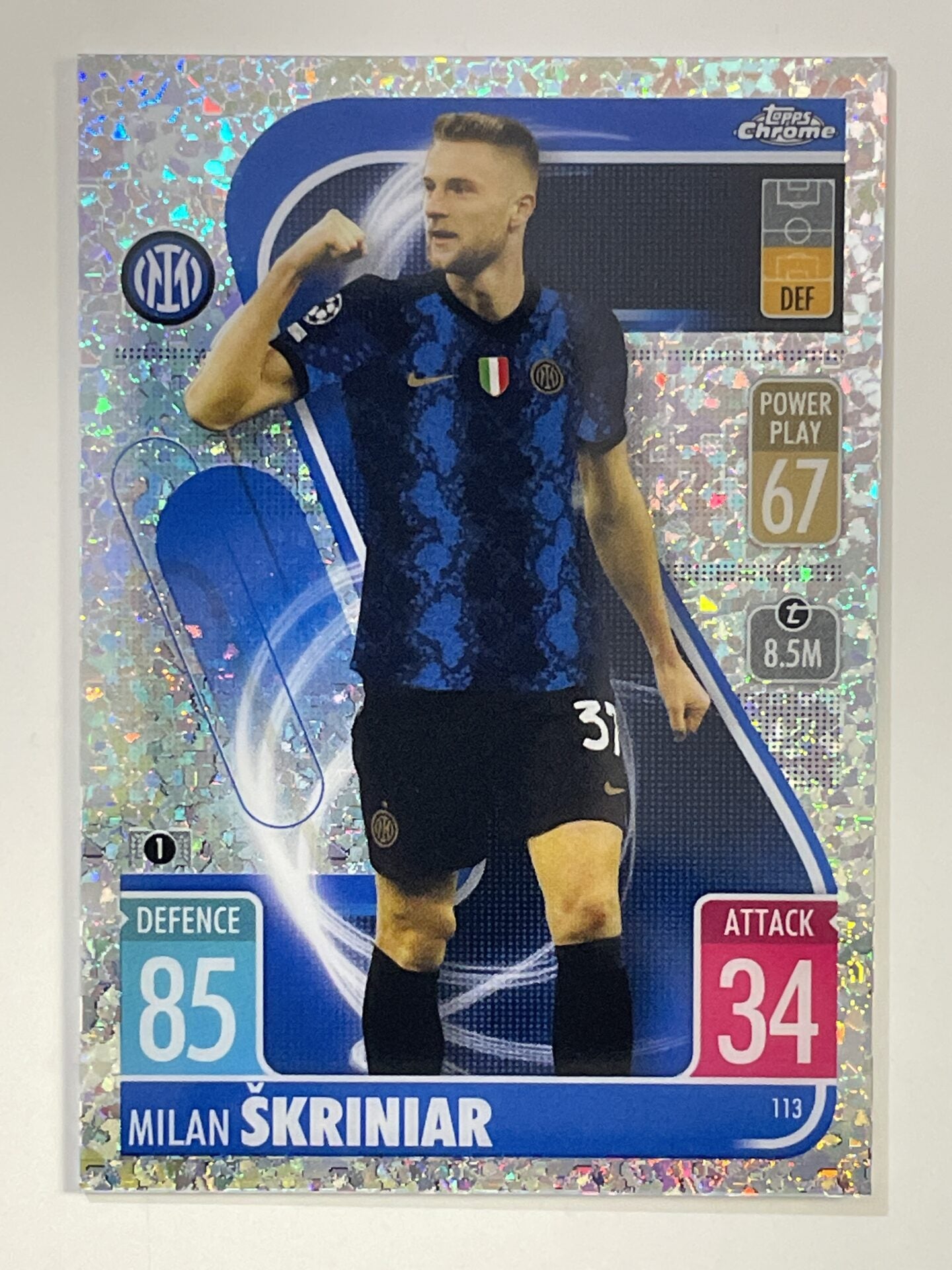 Milan Skriniar Speckle Refractor Topps Match Attax Chrome 2021 2022