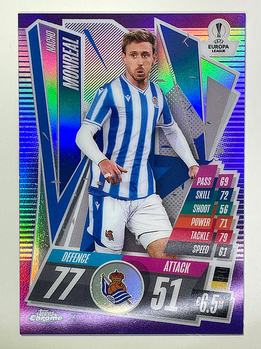 Nacho Monreal Purple Parallel 115:299 Topps Chrome Match Attax card Football