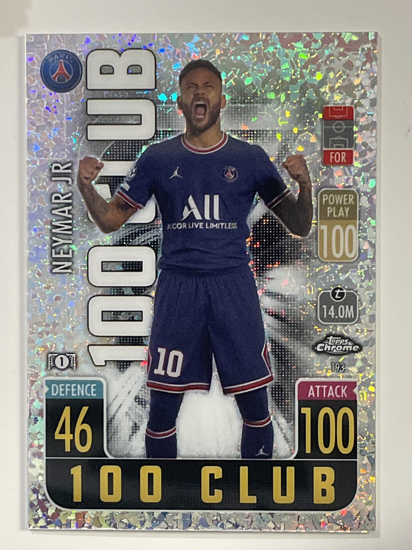Neymar JR 100 Club Speckle Topps Match Attax Chrome 2021 2022