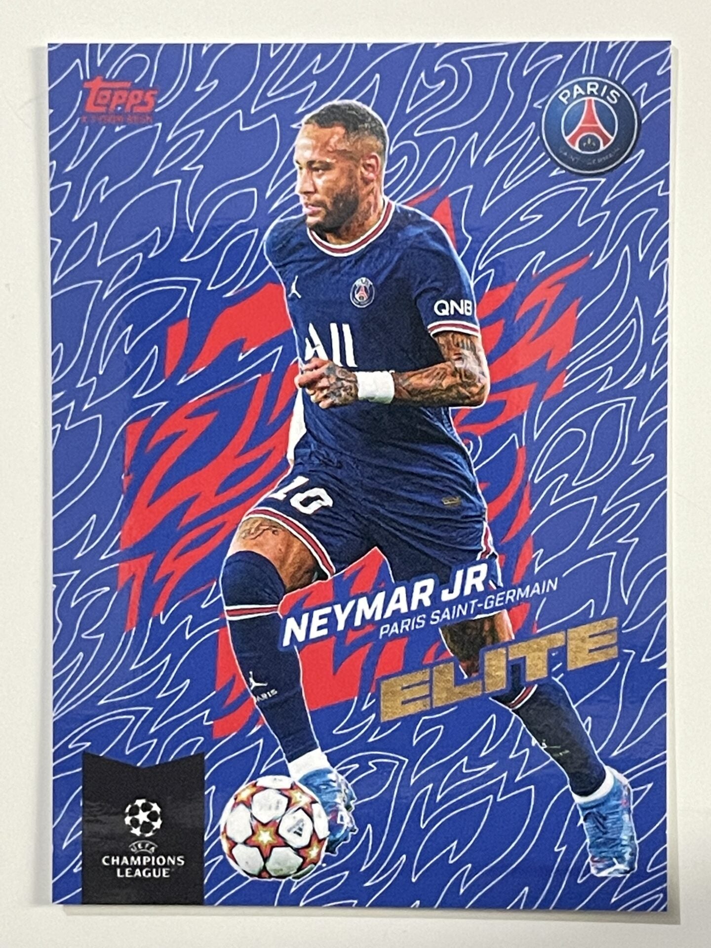 Neymar JR PSG Elite Topps Gold 2021 UEFA Champions League Football Card