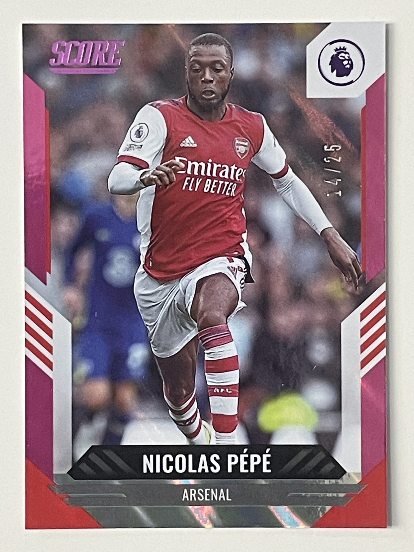 Nicolas Pepe Arsenal Base Pink Lava Parallel Panini Premier League Score 2021 2022