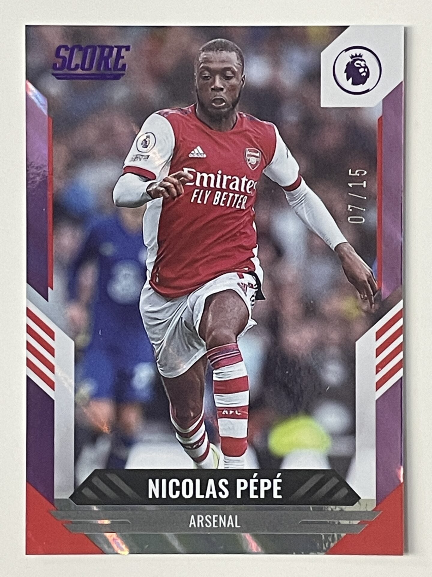 Nicolas Pepe Arsenal Base Purple Lava Parallel Panini Premier League Score 2021 2022