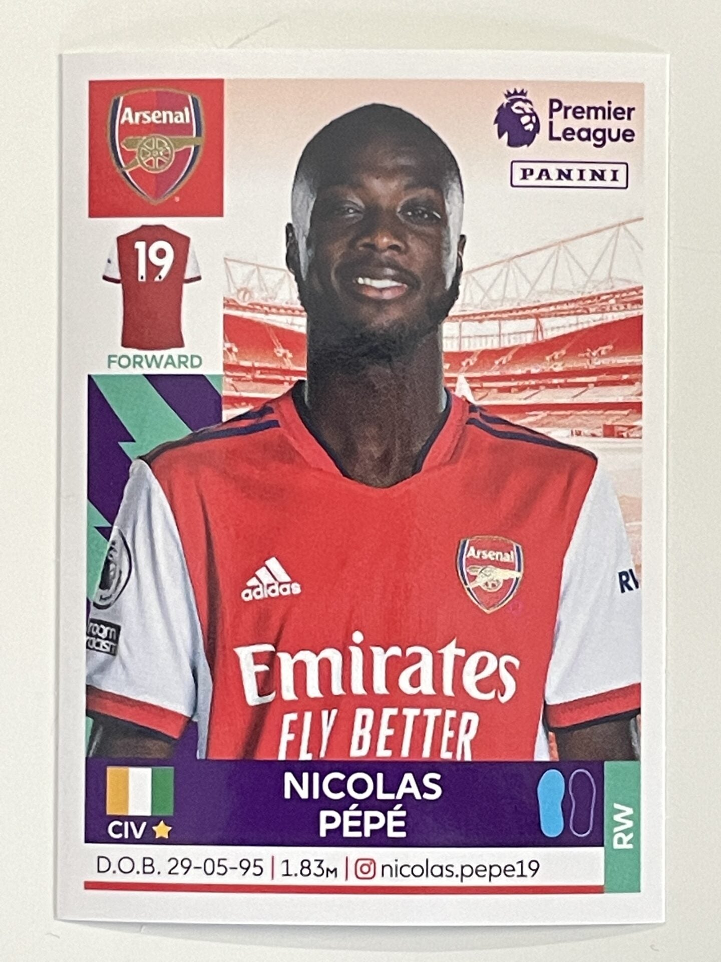 Nicolas Pepe Arsenal Panini Premier League 2022 Football Sticker