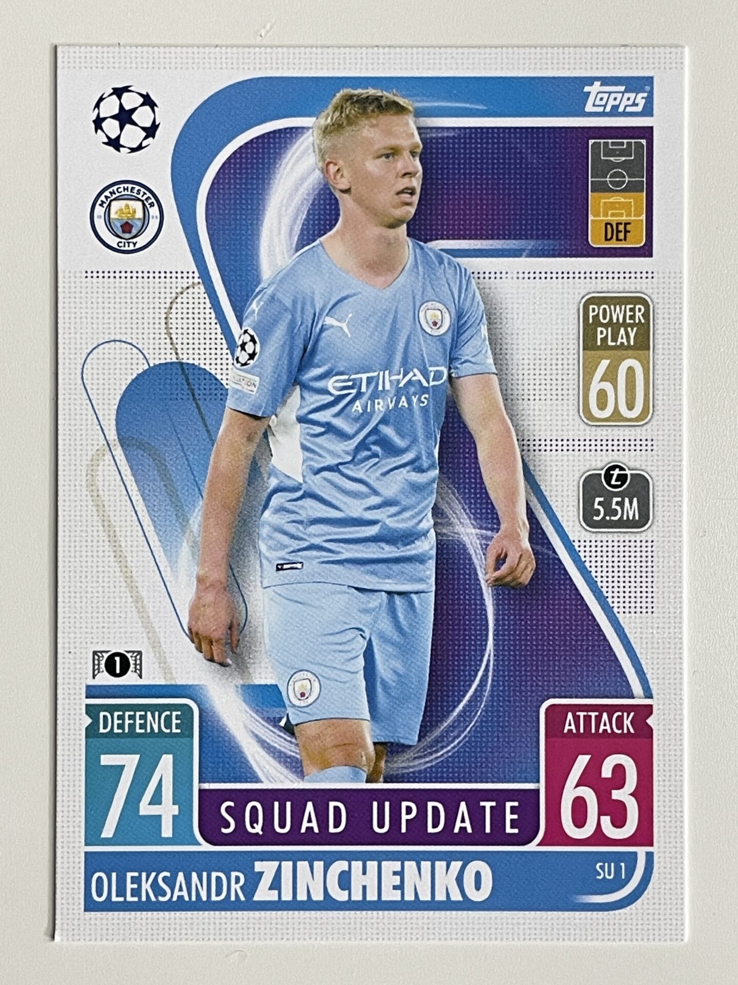 Oleksandr Zinchenko Manchester City Base Topps Match Attax Extra 2021:22 Champions League Card