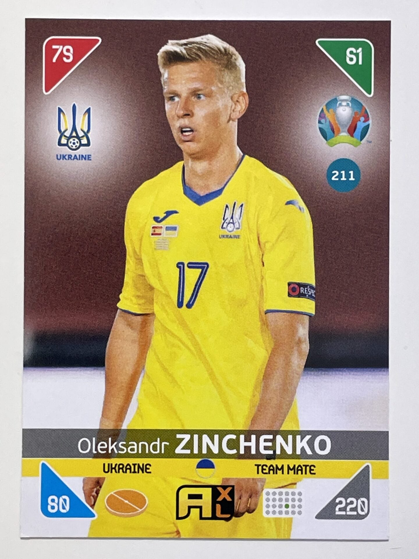 Oleksandr Zinchenko Team Mates (Ukraine) Football Card – Euro 2020 Adrenalyn XL