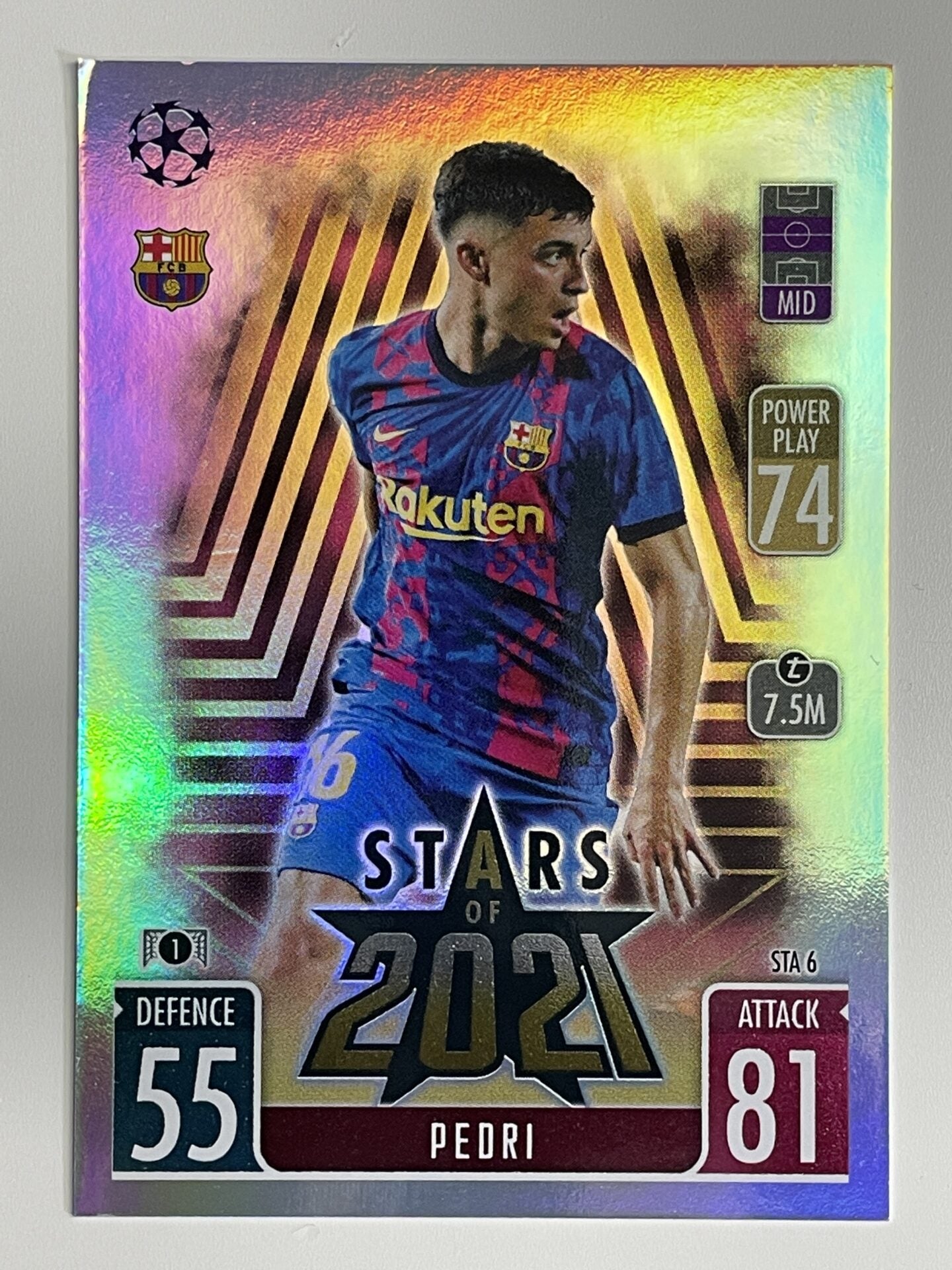 Pedri Barcelona Stars of 2021 Topps Match Attax Extra 2021:22 Champions League Card