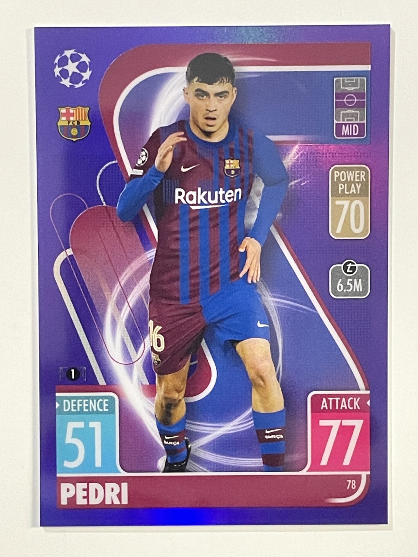 Pedri Purple Parallel Topps Match Attax Chrome 2021 2022