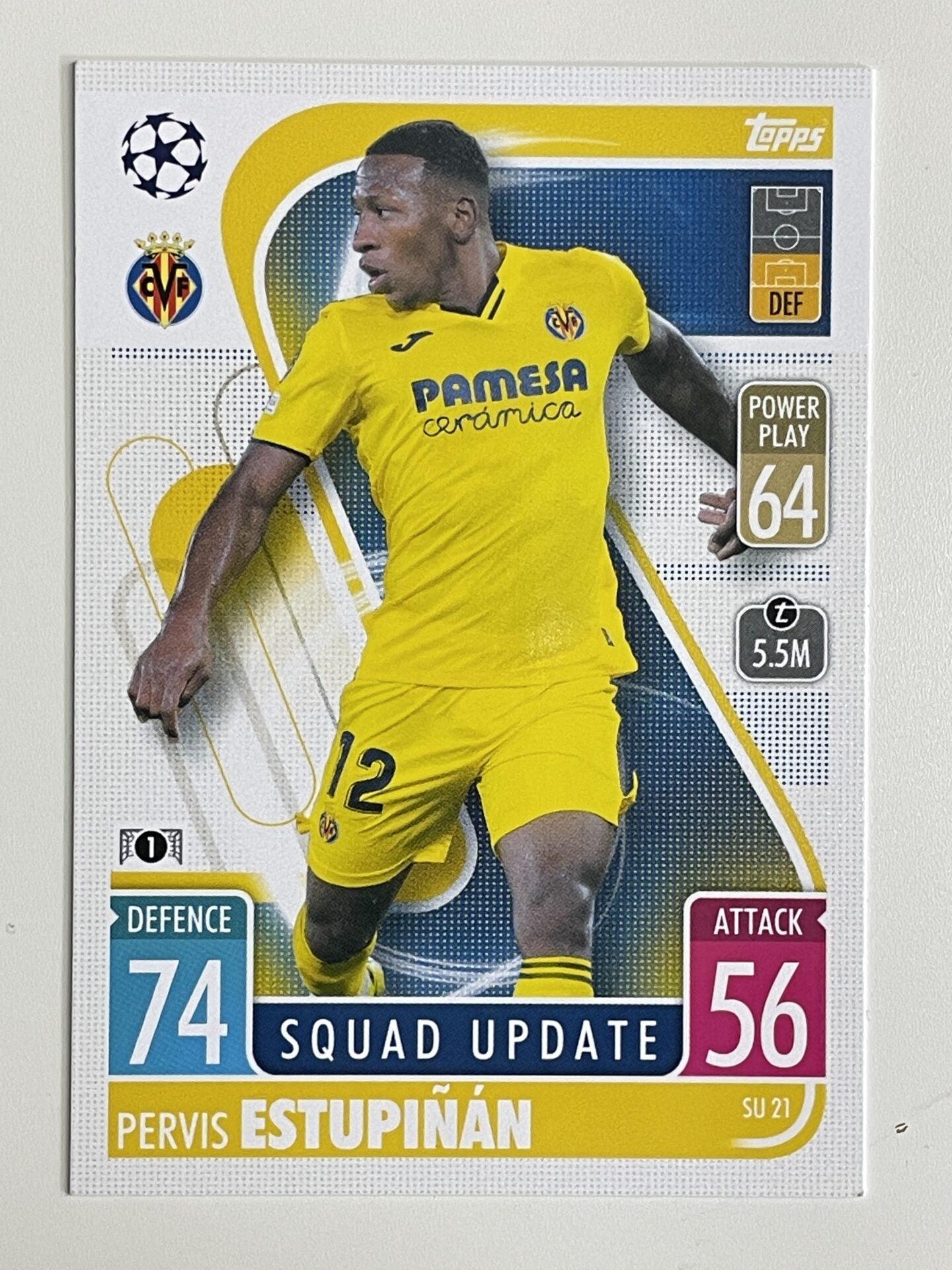 Pervis Estupinan Villarreal Base Topps Match Attax Extra 2021:22 Champions League Card